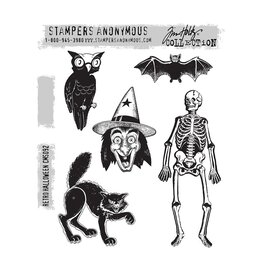STAMPERS ANONYMOUS STAMPERS ANONYMOUS TIM HOLTZ RETRO HALLOWEEN CLING STAMP SET