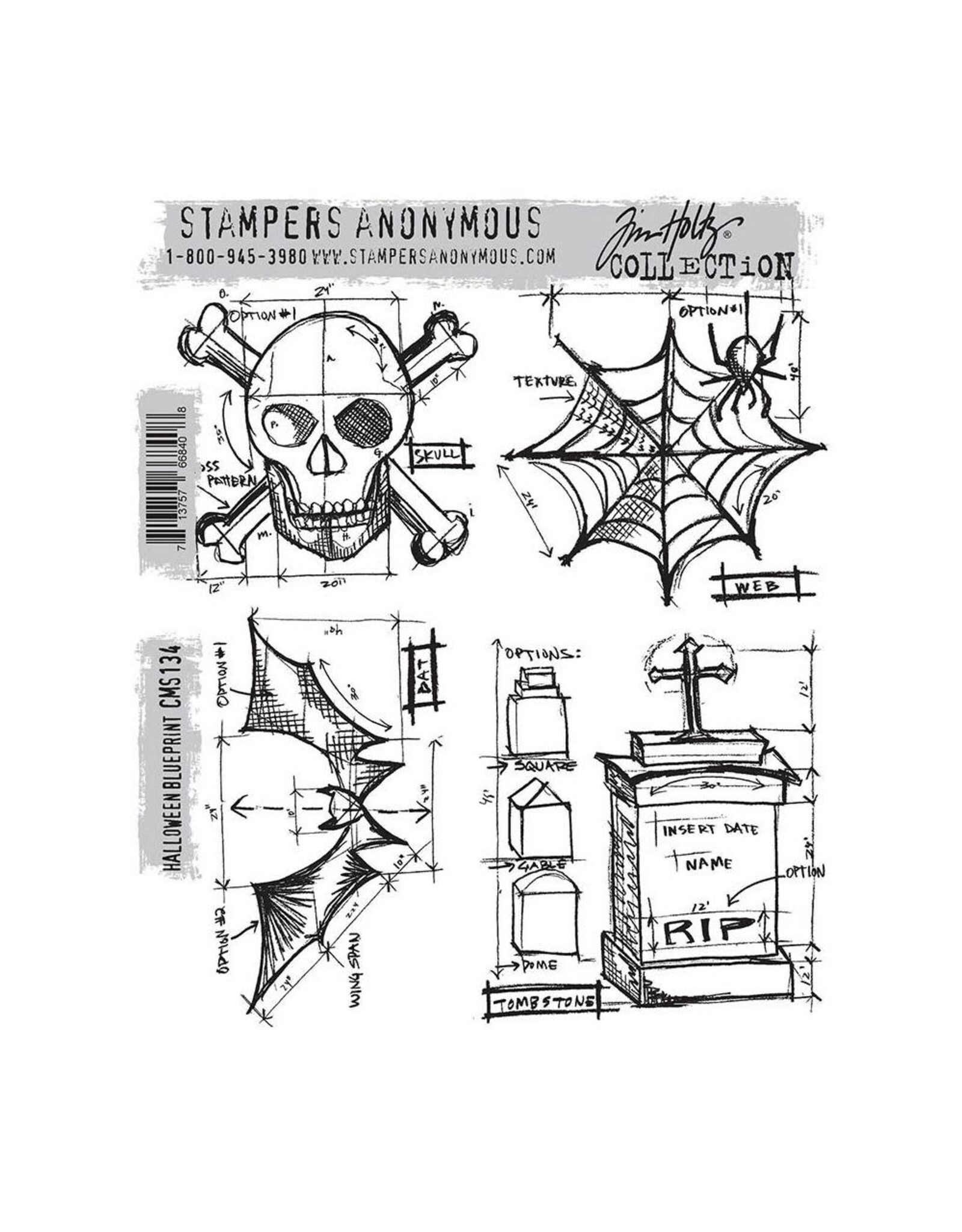 STAMPERS ANONYMOUS STAMPERS ANONYMOUS TIM HOLTZ HALLOWEEN BLUEPRINT CLING STAMP SET