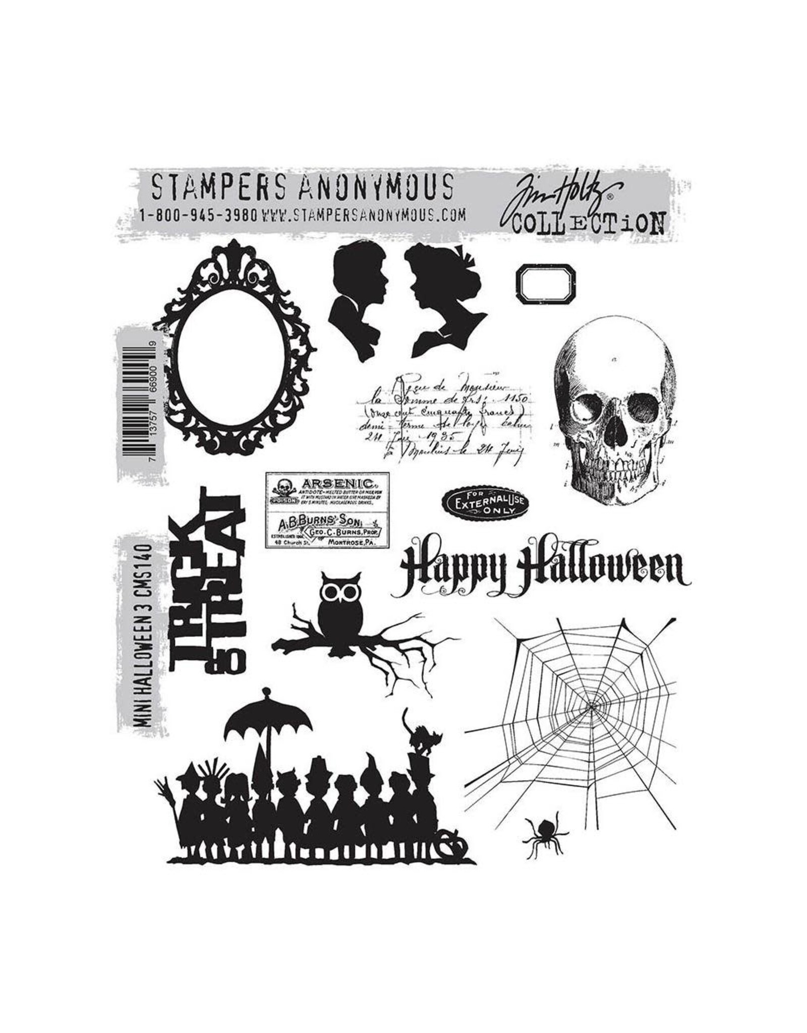 STAMPERS ANONYMOUS STAMPERS ANONYMOUS TIM HOLTZ MINI HALLOWEEN #3 CLING STAMP SET