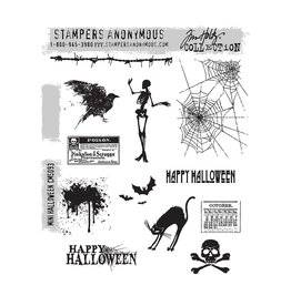 STAMPERS ANONYMOUS STAMPERS ANONYMOUS TIM HOLTZ MINI HALLOWEEN CLING STAMP SET