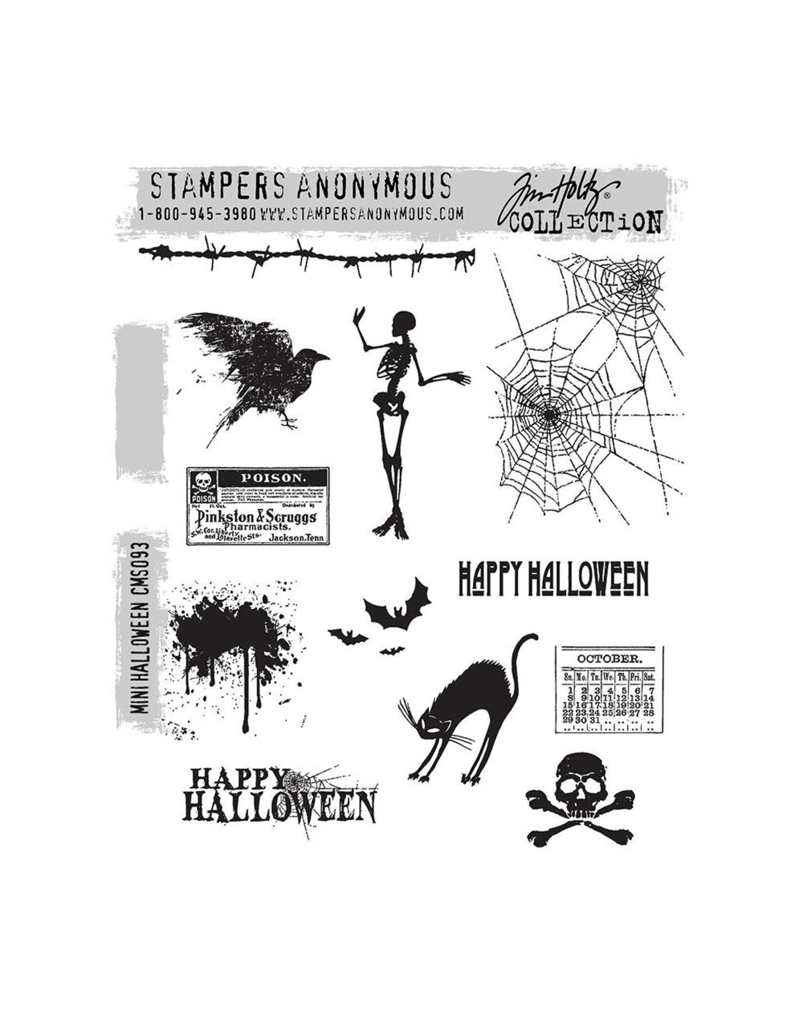 STAMPERS ANONYMOUS STAMPERS ANONYMOUS TIM HOLTZ MINI HALLOWEEN CLING STAMP SET