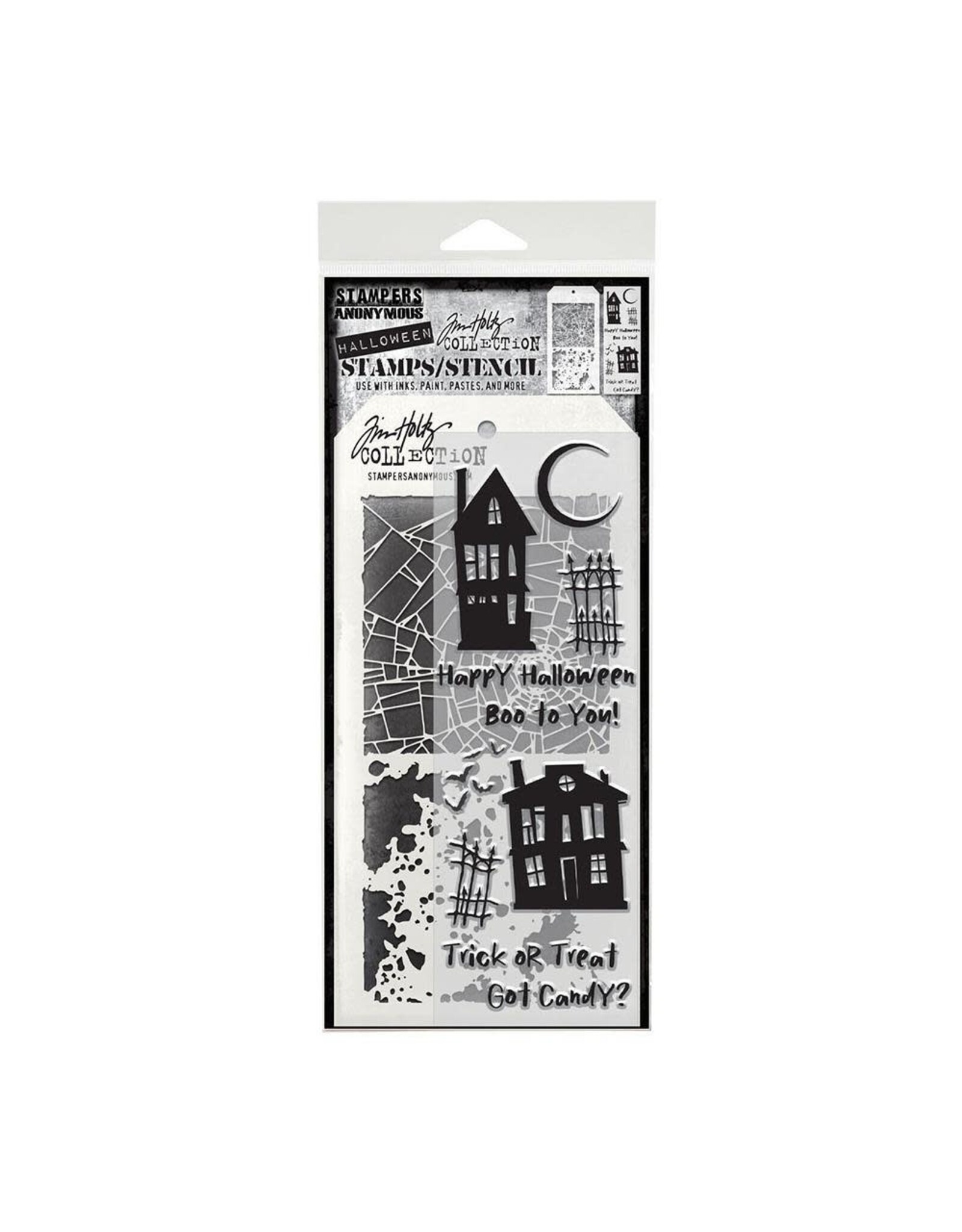 STAMPERS ANONYMOUS STAMPERS ANONYMOUS TIM HOLTZ GHOST TOWN MIXED MEDIA CLEAR STAMP SET & STENCIL