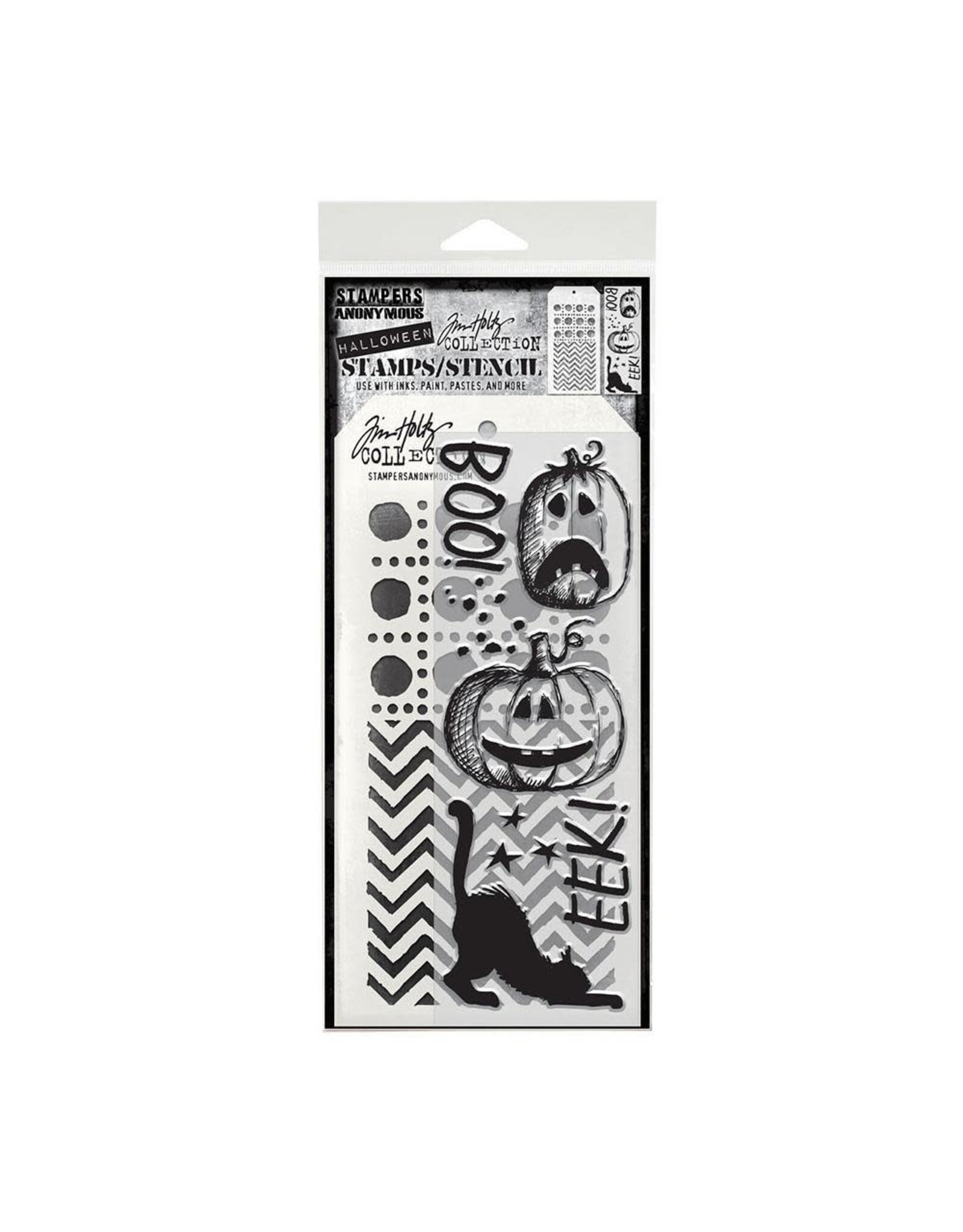 STAMPERS ANONYMOUS STAMPERS ANONYMOUS TIM HOLTZ EEK A BOO MIXED MEDIA CLEAR STAMP SET & STENCIL