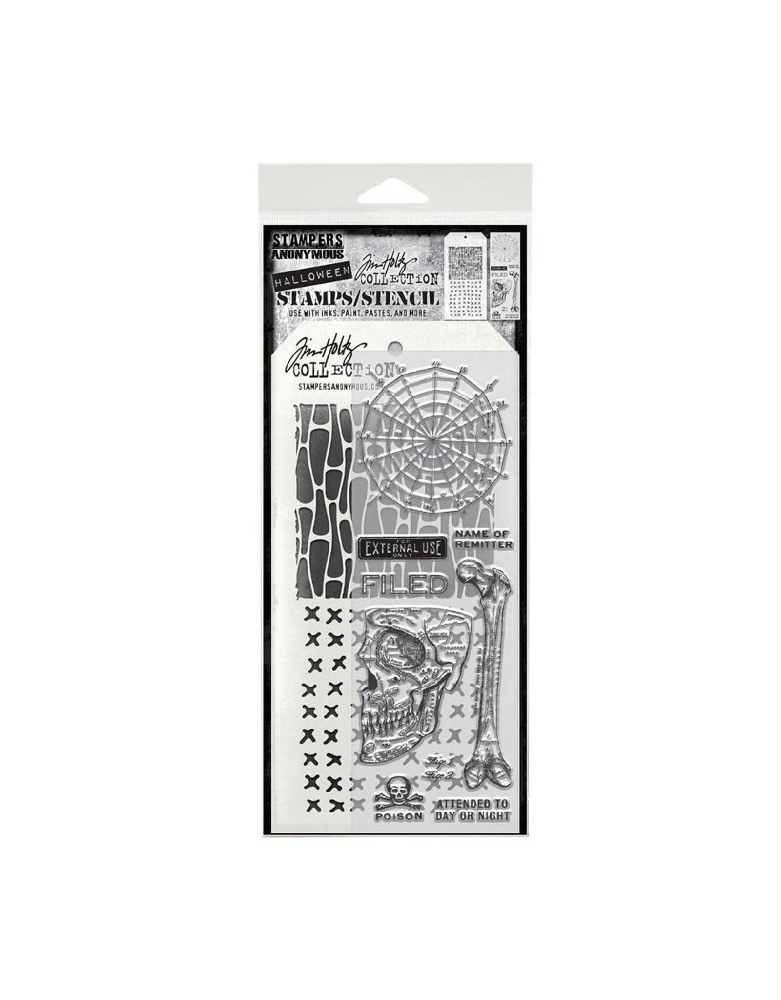 STAMPERS ANONYMOUS STAMPERS ANONYMOUS TIM HOLTZ ANATOMY MIXED MEDIA CLEAR STAMP SET & STENCIL