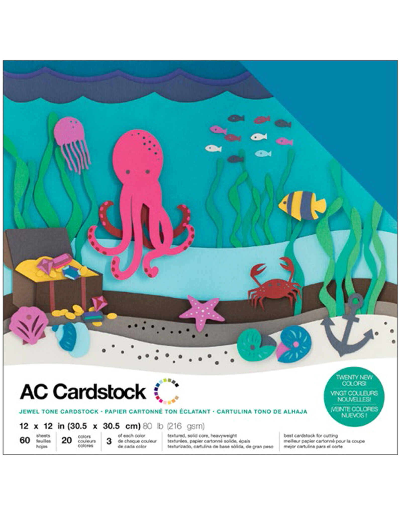 AMERICAN CRAFTS AMERICAN CRAFTS AC CARDSTOCK JEWEL TONES 12X12 60PK