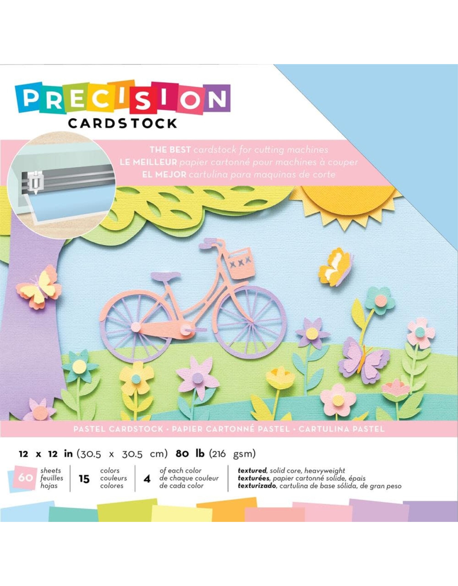 AMERICAN CRAFTS AMERICAN CRAFTS PRECISION  PASTEL/TEXTURED CARDSTOCK 12X12 60PK