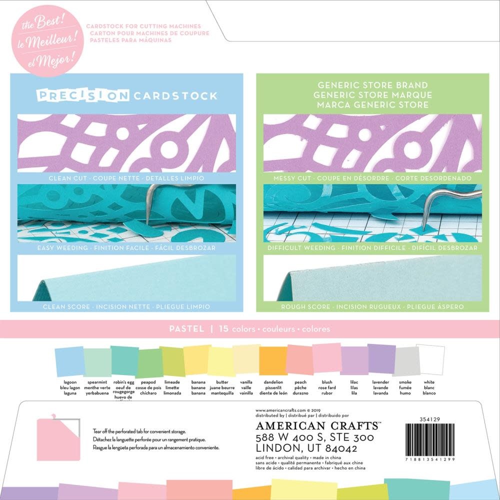 AMERICAN CRAFTS AMERICAN CRAFTS PRECISION PASTEL/TEXTURED CARDSTOCK 12X12 60PK