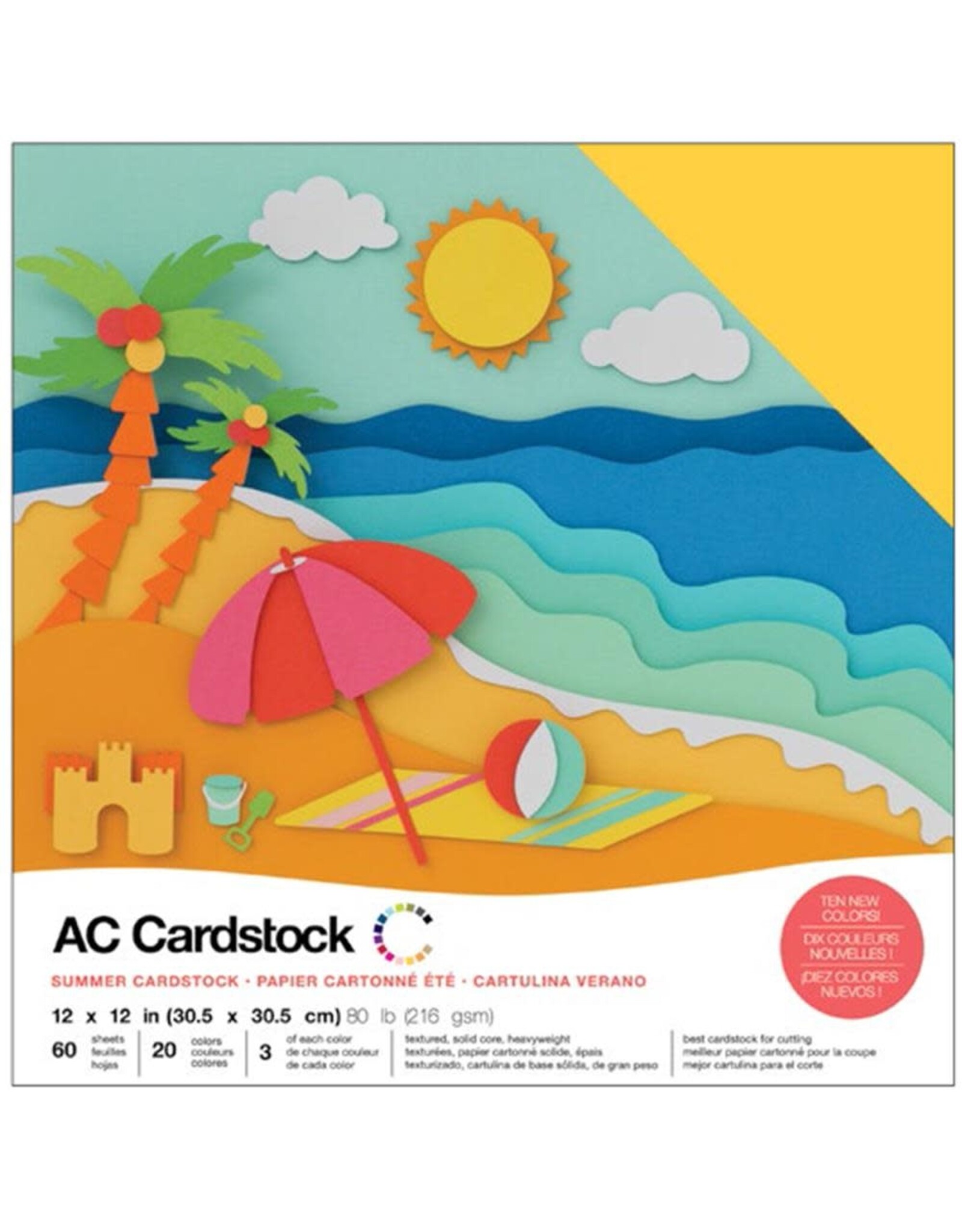 AMERICAN CRAFTS AMERICAN CRAFTS AC CARDSTOCK PACK SUMMER VARIETY 12X12 60PK