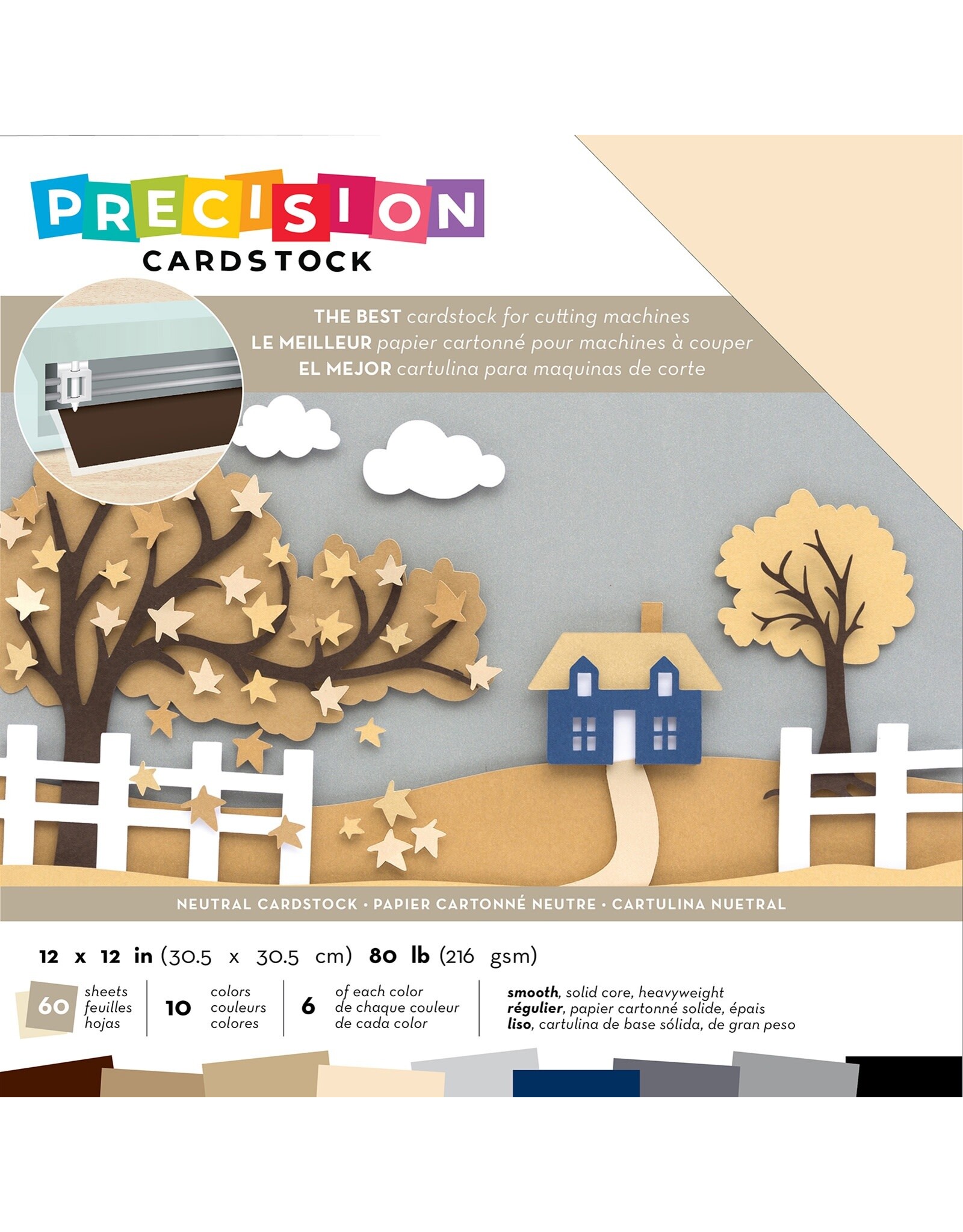 AMERICAN CRAFTS AMERICAN CRAFTS PRECISION CARDSTOCK NEUTRALS 12X12 60PK