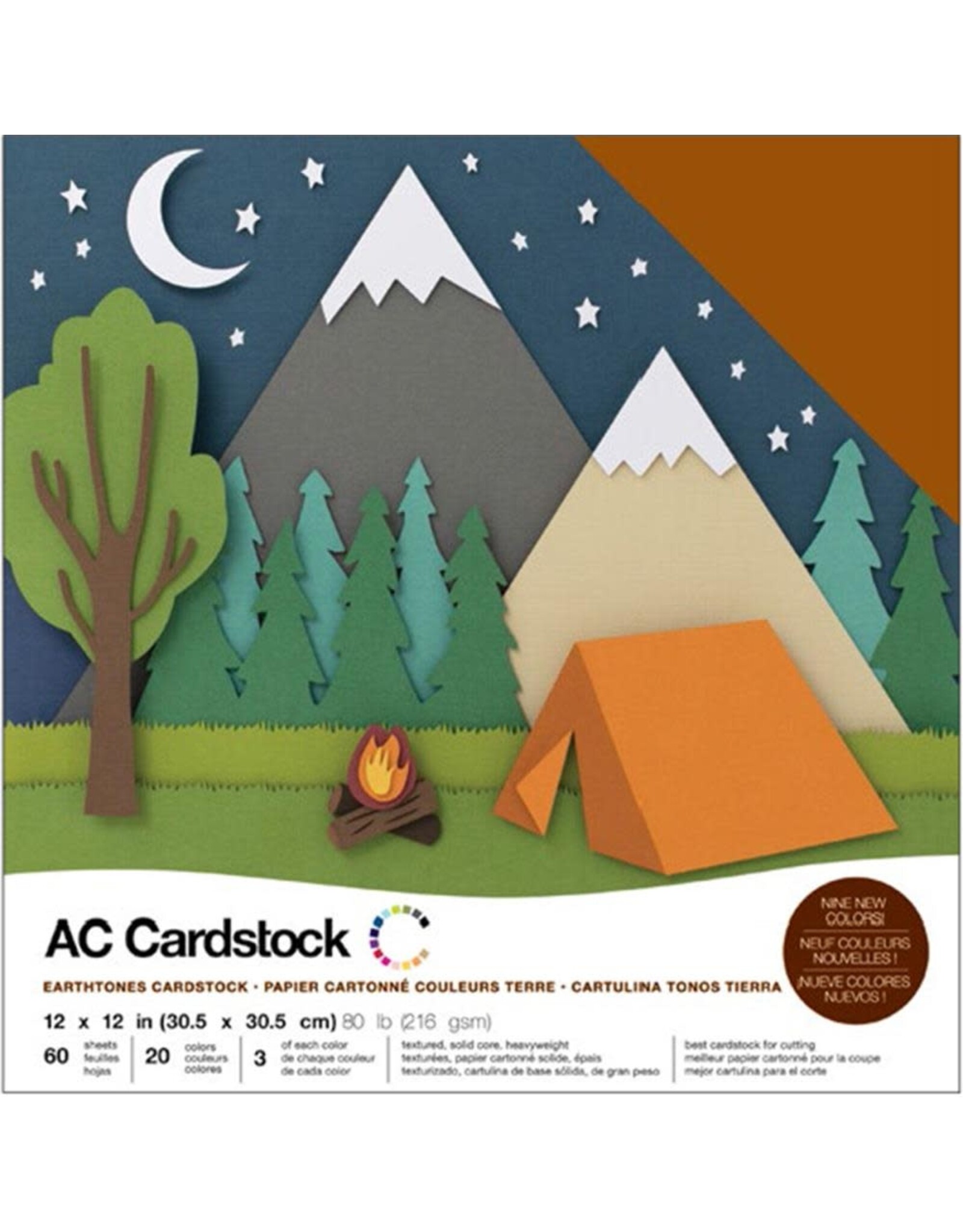 AMERICAN CRAFTS AMERICAN CRAFTS EARTHTONES CARDSTOCK 12X12 60PK