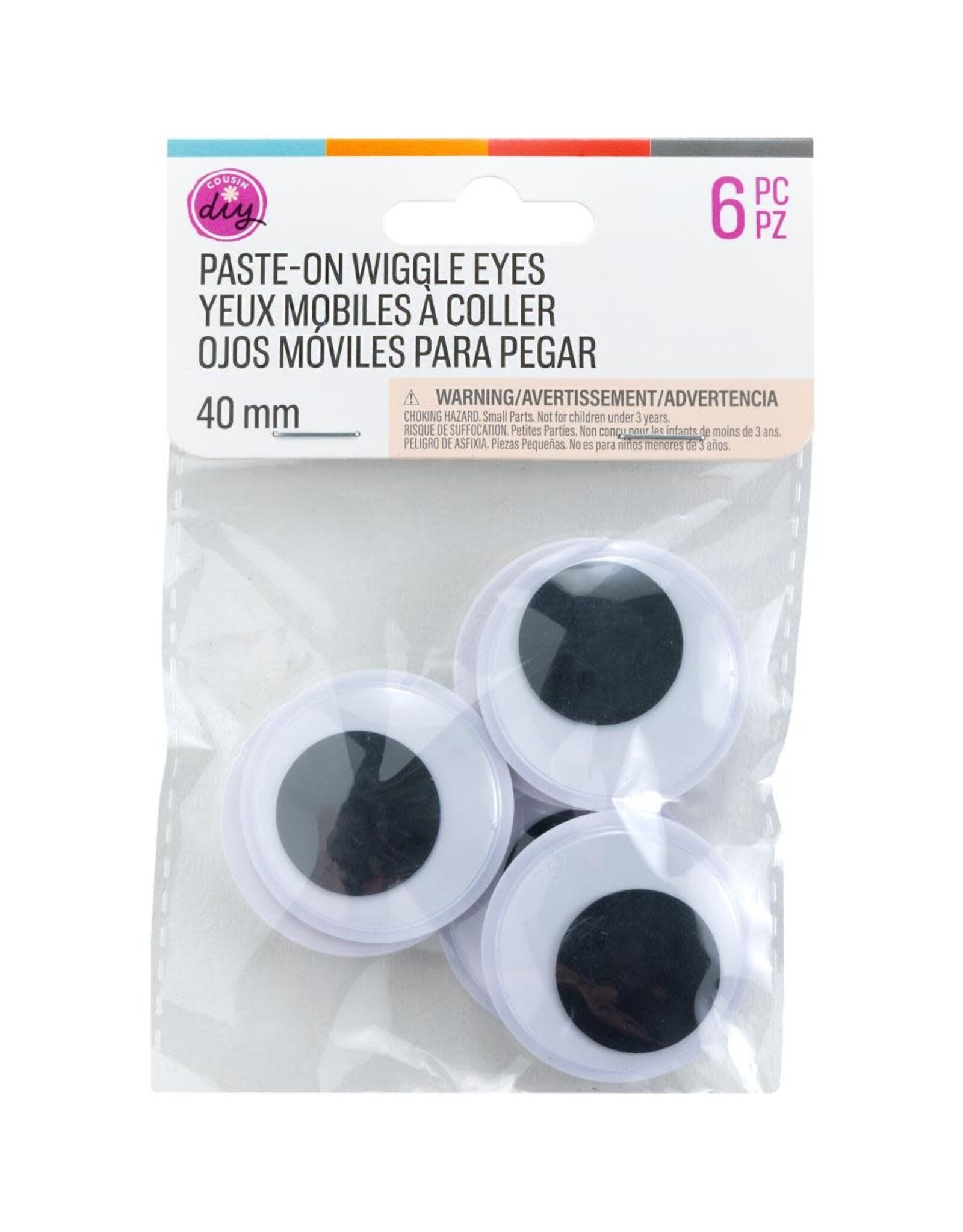 COUSINDIY COUSINDIY PASTE-ON BLACK WIGGLE EYES 40mm 6/PK