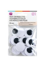COUSINDIY COUSINDIY PASTE-ON BLACK WIGGLE EYES 30mm 12/PK