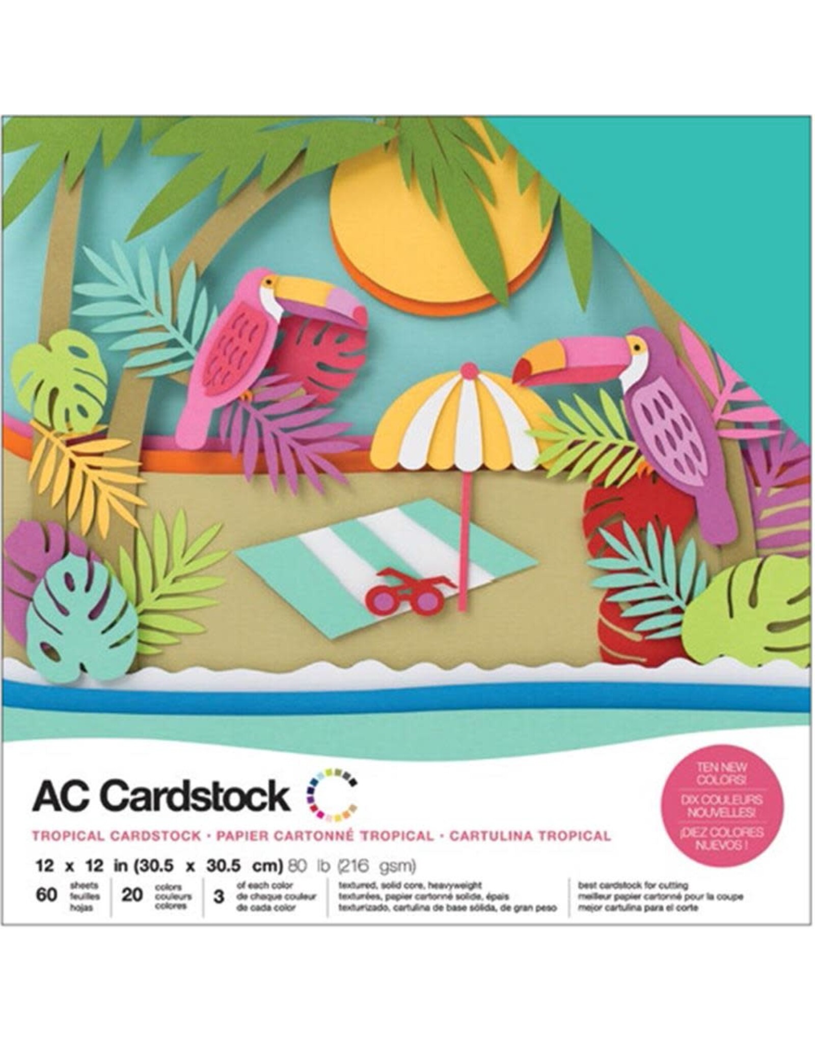 AMERICAN CRAFTS AMERICAN CRAFT AC CARDSTOCKS TROPICAL 12X12 60PK
