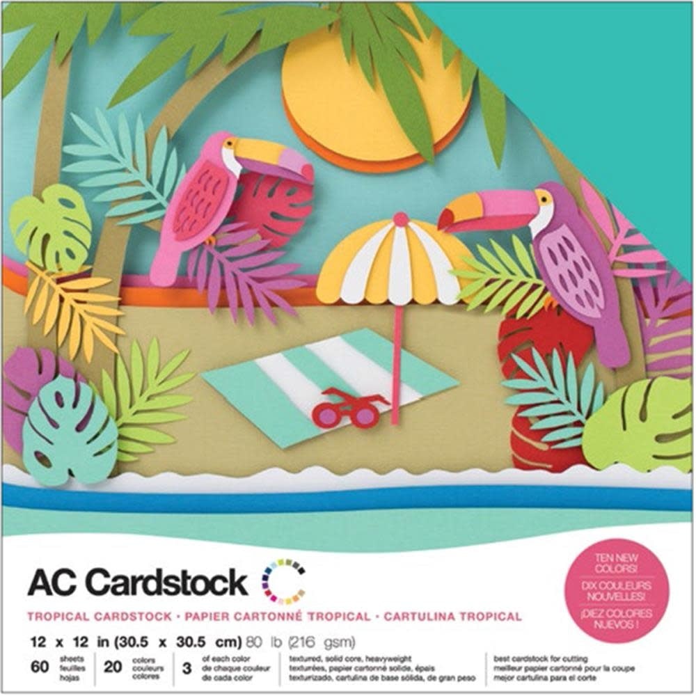 AMERICAN CRAFTS AMERICAN CRAFT AC CARDSTOCKS TROPICAL 12X12 60PK