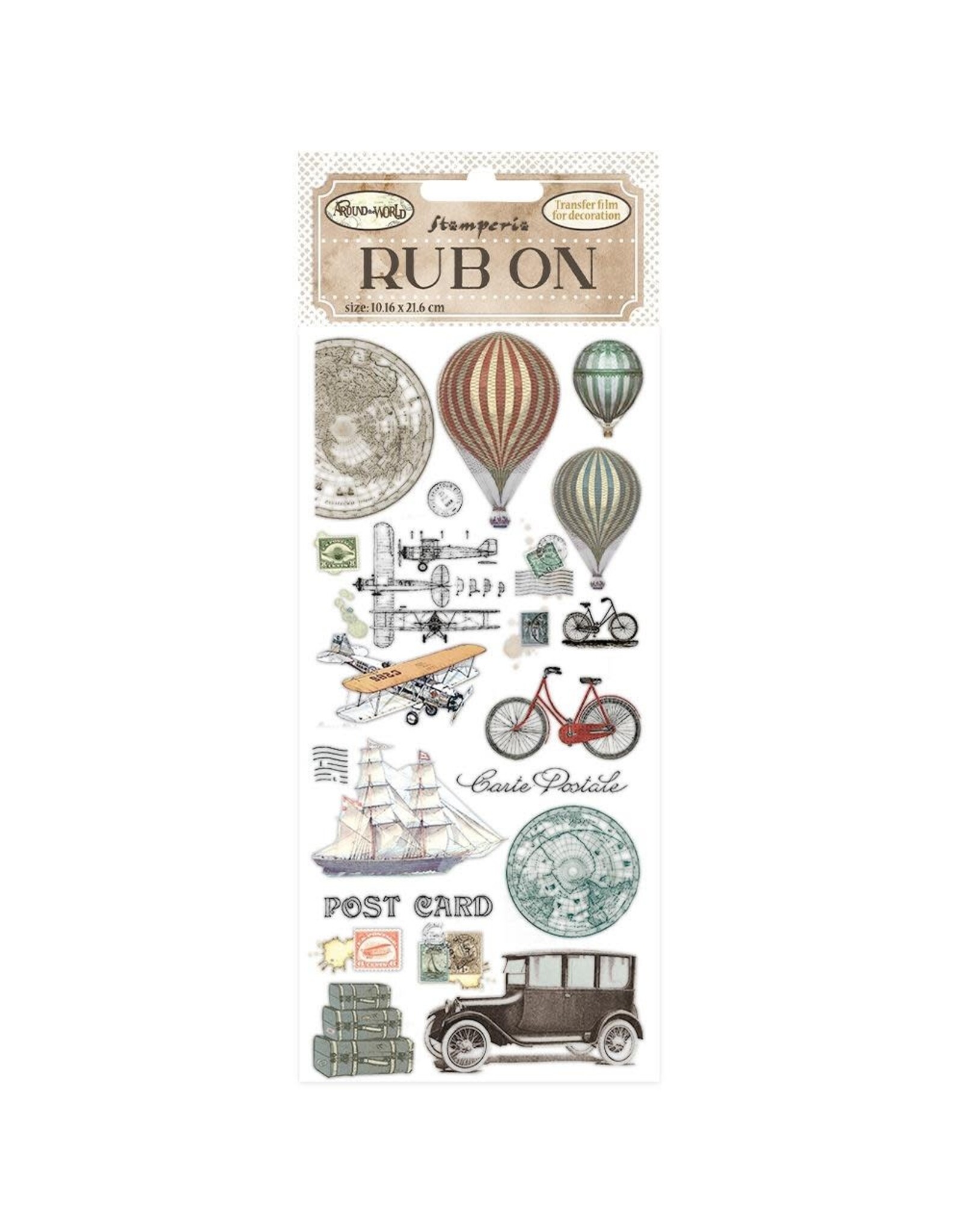 STAMPERIA STAMPERIA AROUND THE WORLD BALLOONS RUB-ON