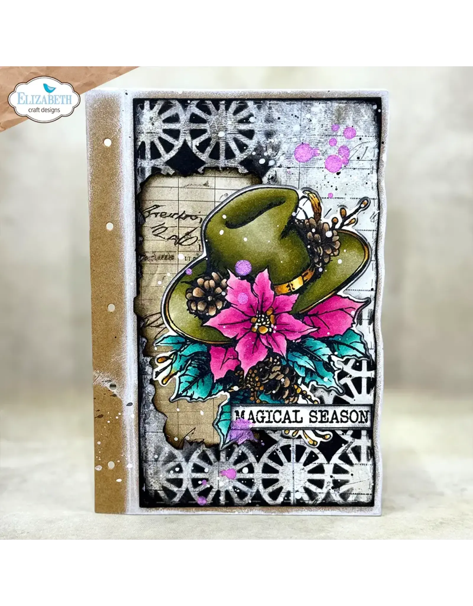 ELIZABETH CRAFT DESIGNS ELIZABETH CRAFT DESIGNS GOLDEN SEASON DECK THE HALLS CLEAR STAMP & DIE SET