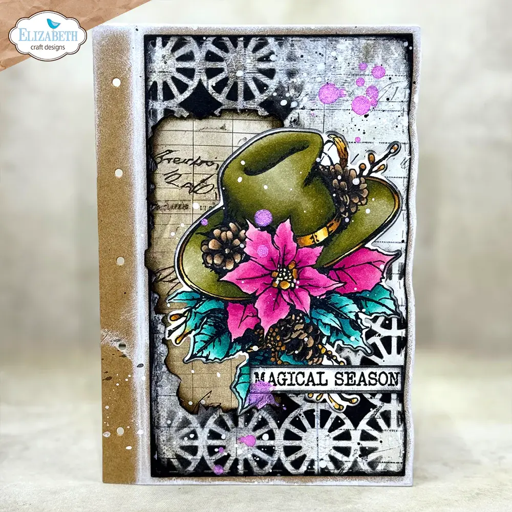 ELIZABETH CRAFT DESIGNS ELIZABETH CRAFT DESIGNS ART JOURNAL SPECIALS BY DEVID GOLDEN SEASON DECK THE HALLS CLEAR STAMP & DIE SET