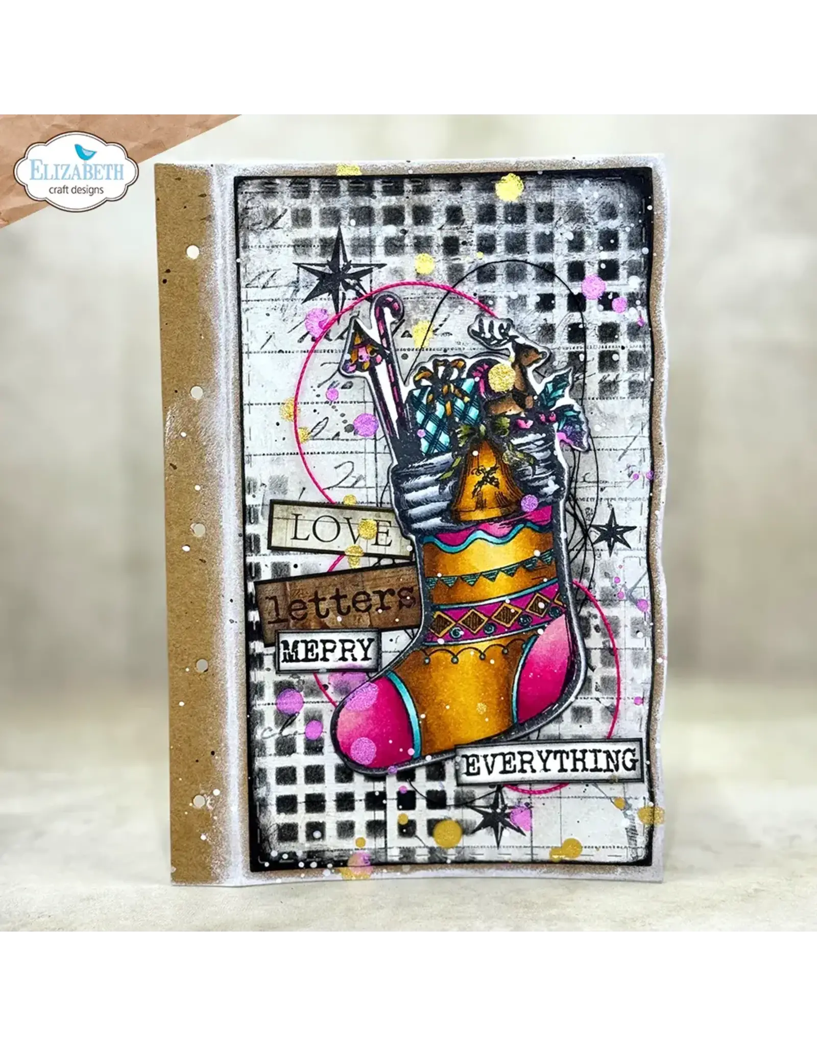 ELIZABETH CRAFT DESIGNS ELIZABETH CRAFT DESIGNS GOLDEN SEASON DECK THE HALLS CLEAR STAMP & DIE SET