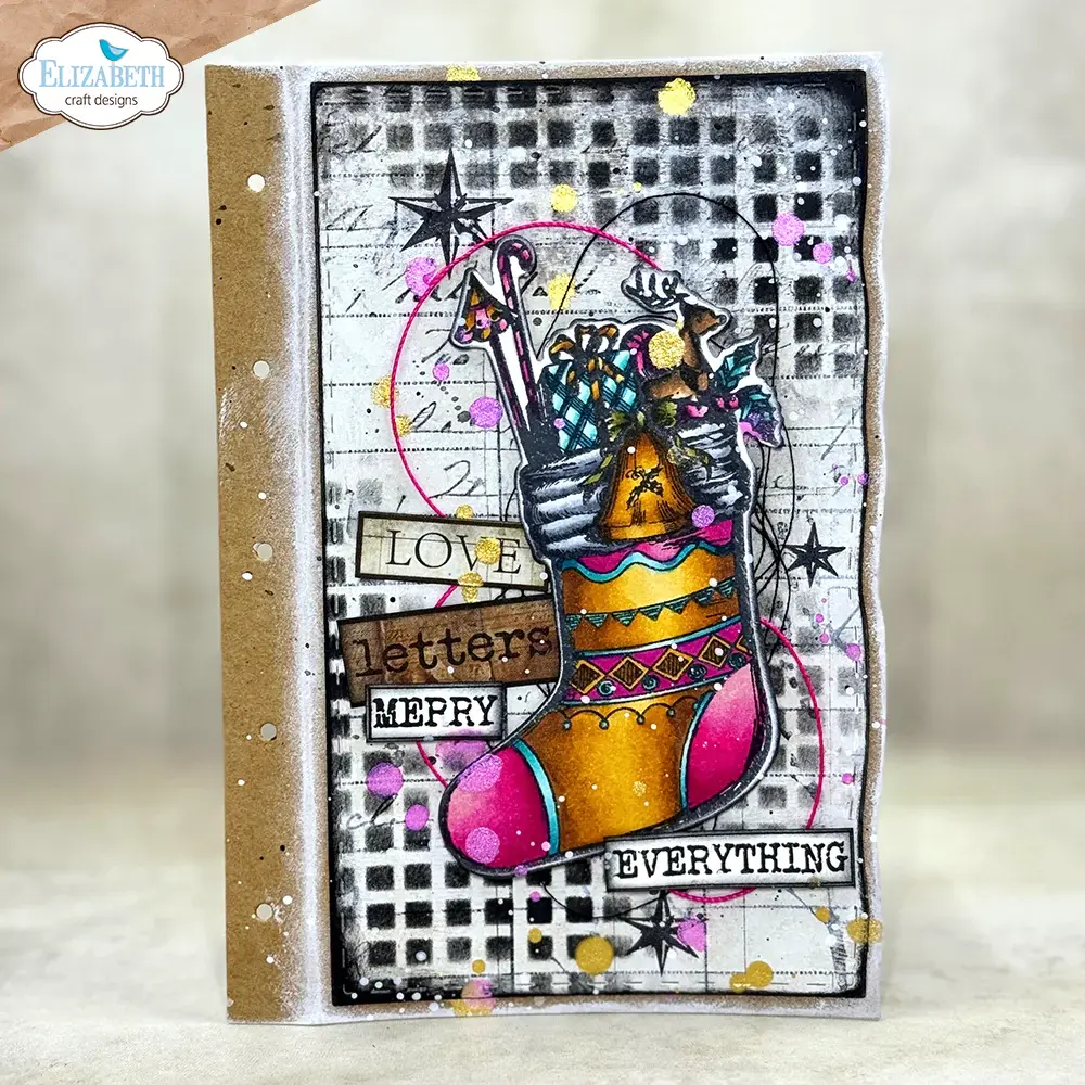 ELIZABETH CRAFT DESIGNS ELIZABETH CRAFT DESIGNS ART JOURNAL SPECIALS BY DEVID GOLDEN SEASON DECK THE HALLS CLEAR STAMP & DIE SET
