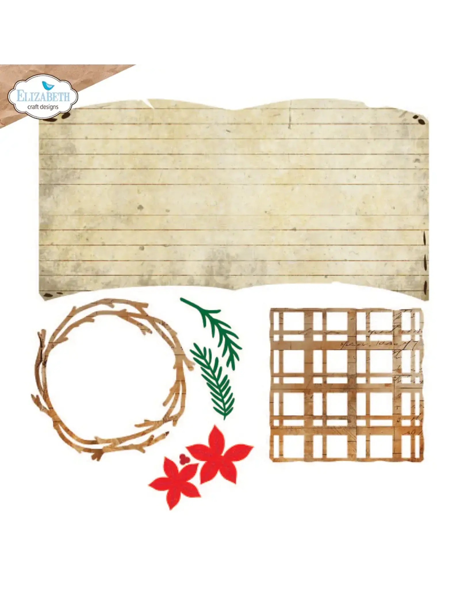 ELIZABETH CRAFT DESIGNS ELIZABETH CRAFT DESIGNS GOLDEN SEASON BOOK OF CHRISTMAS SQUARE DIE SET