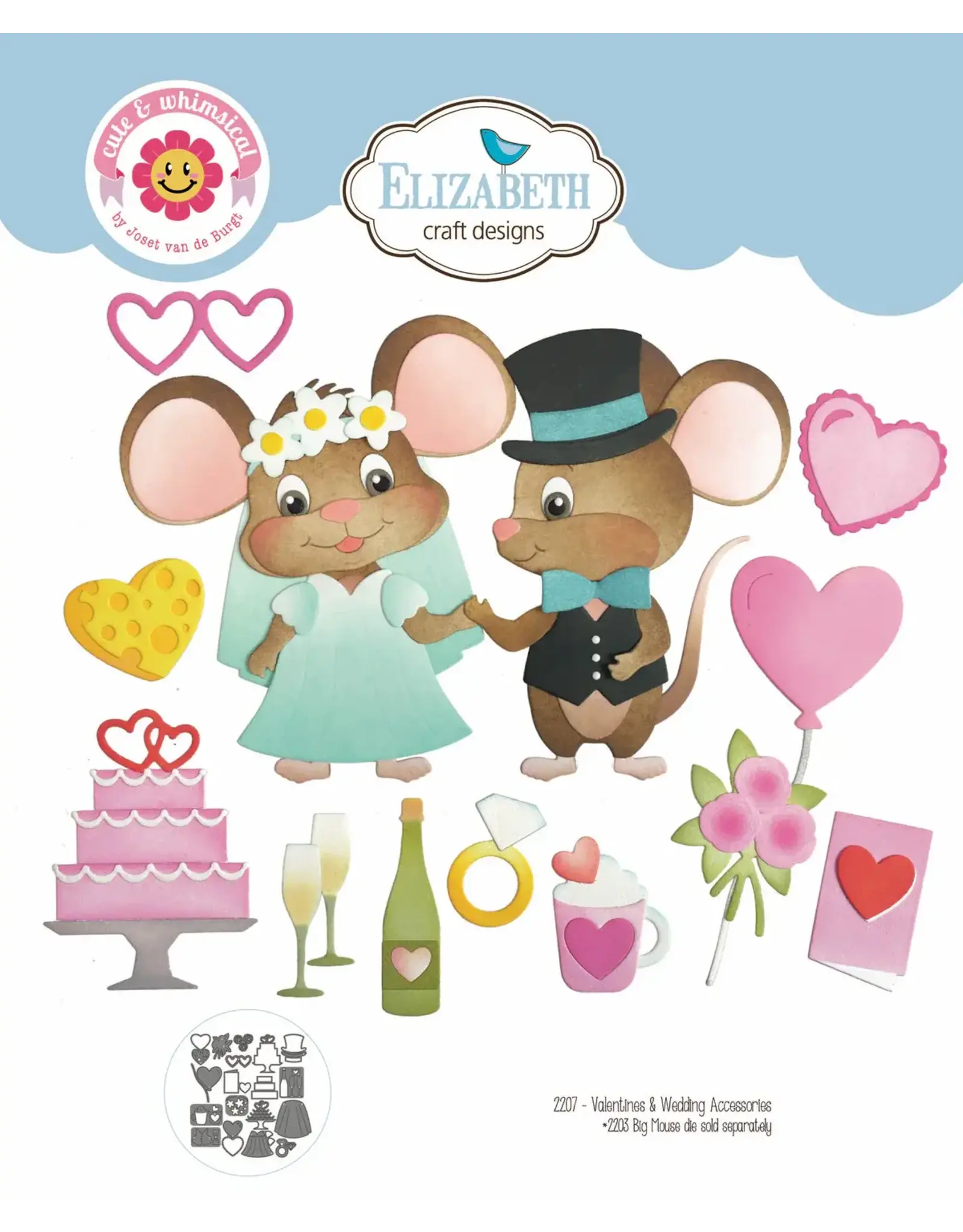 ELIZABETH CRAFT DESIGNS ELIZABETH CRAFT DESIGNS CUTE & WHIMSICAL BY JOSET VAN DE BURGT VALENTINES & WEDDING ACCESSORIES DIE SET