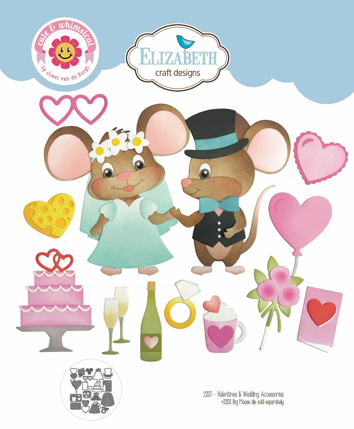 ELIZABETH CRAFT DESIGNS ELIZABETH CRAFT DESIGNS CUTE & WHIMSICAL BY JOSET VAN DE BURGT VALENTINES & WEDDING ACCESSORIES DIE SET