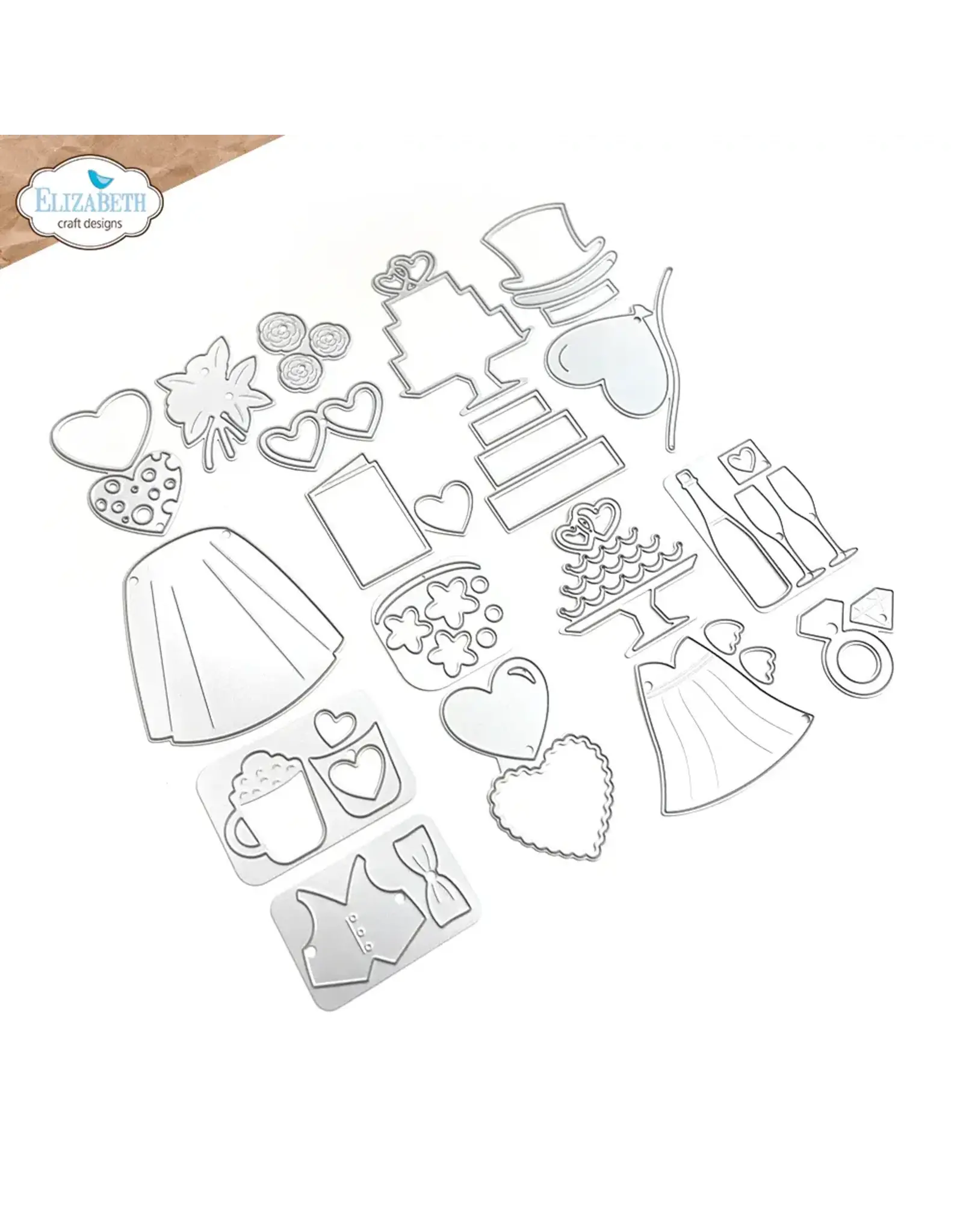 ELIZABETH CRAFT DESIGNS ELIZABETH CRAFT DESIGNS CUTE & WHIMSICAL BY JOSET VAN DE BURGT VALENTINES & WEDDING ACCESSORIES DIE SET