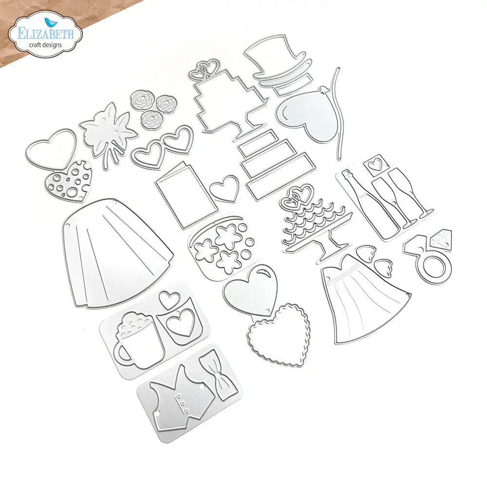ELIZABETH CRAFT DESIGNS ELIZABETH CRAFT DESIGNS CUTE & WHIMSICAL BY JOSET VAN DE BURGT VALENTINES & WEDDING ACCESSORIES DIE SET