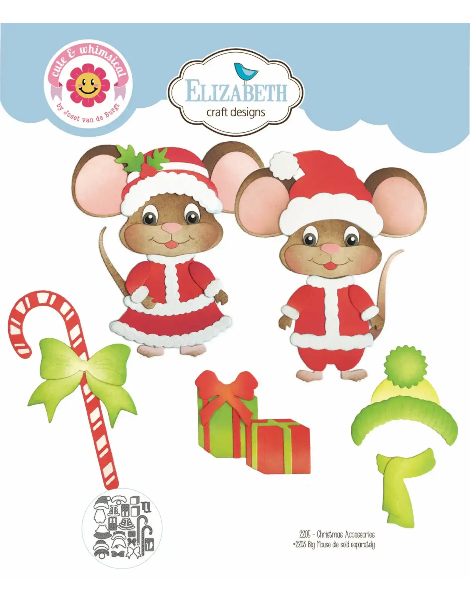 ELIZABETH CRAFT DESIGNS ELIZABETH CRAFT DESIGNS CUTE & WHIMSICAL BY JOSET VAN DE BURGT CHRISTMAS ACCESSORIES DIE SET