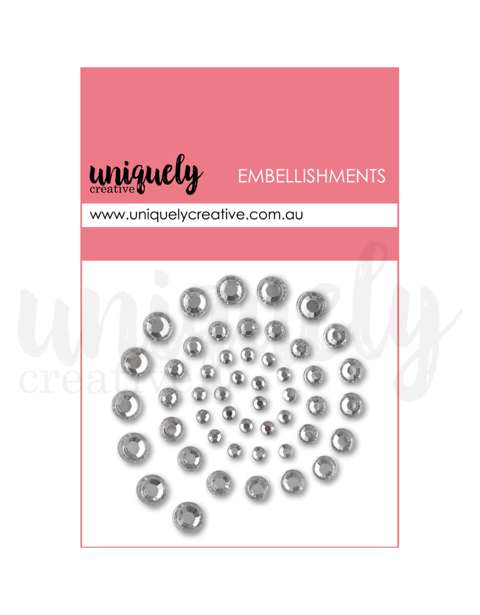 UNIQUELY CREATIVE UNIQUELY CREATIVE SILVER BLING EMBELLIES RHINESTONES EMBELLISHMENTS