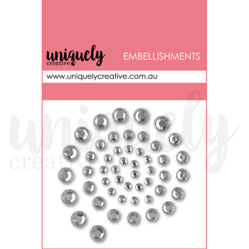 UNIQUELY CREATIVE UNIQUELY CREATIVE SILVER BLING EMBELLIES RHINESTONES EMBELLISHMENTS
