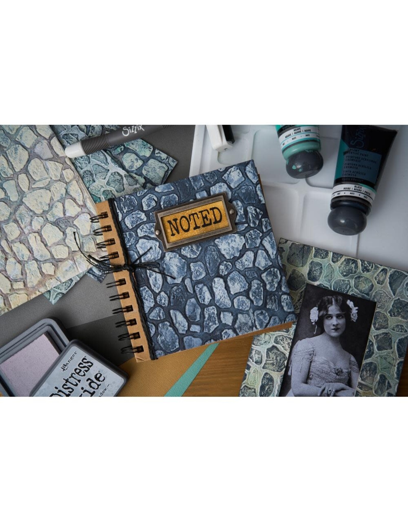 SIZZIX SIZZIX TIM HOLTZ 3D TEXTURE FADES COBBLESTONE LARGE A5 EMBOSSING FOLDER