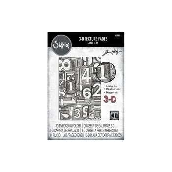 SIZZIX SIZZIX TIM HOLTZ 3D TEXTURE FADES NUMBERED LARGE A5 EMBOSSING FOLDER