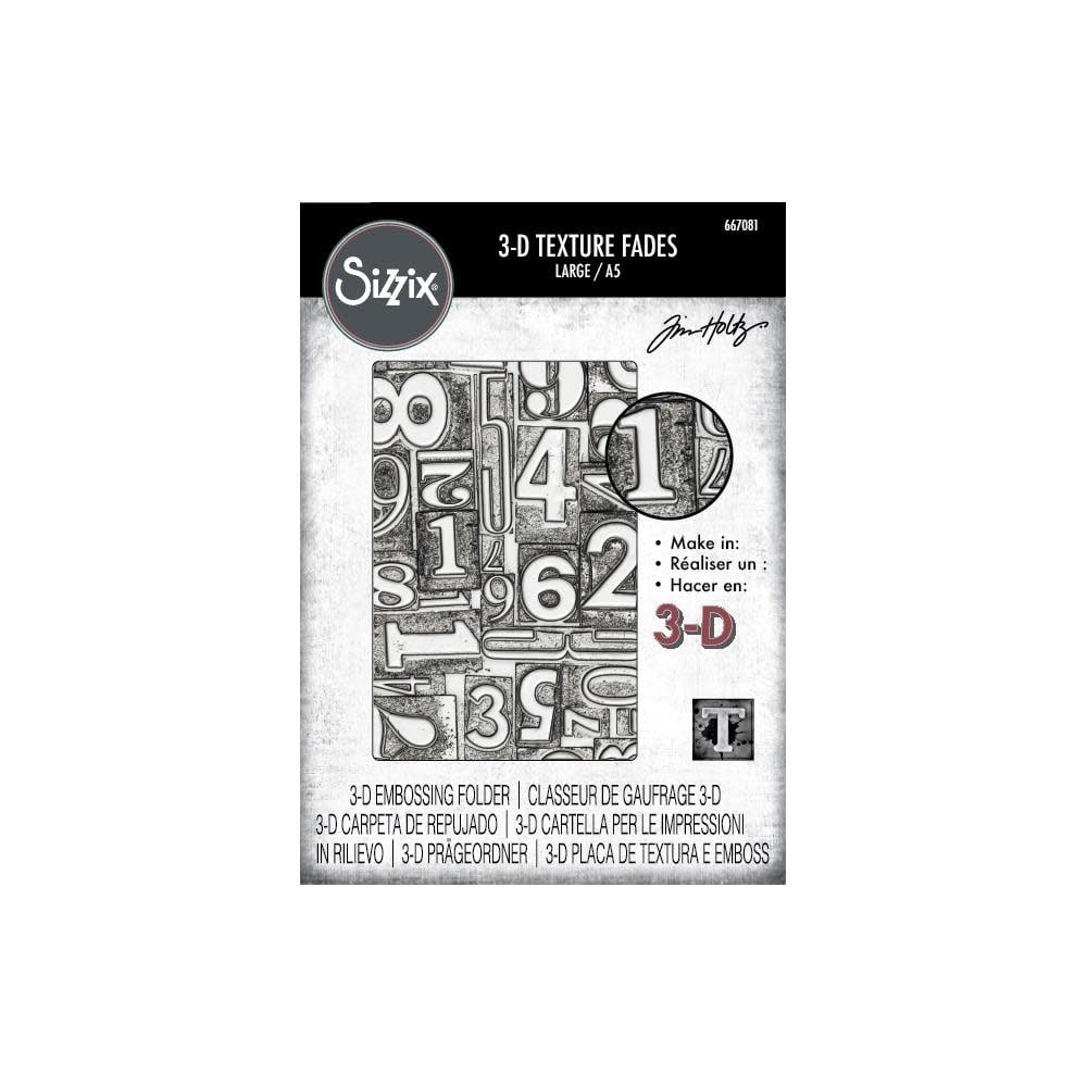 SIZZIX SIZZIX TIM HOLTZ 3D TEXTURE FADES NUMBERED LARGE A5 EMBOSSING FOLDER