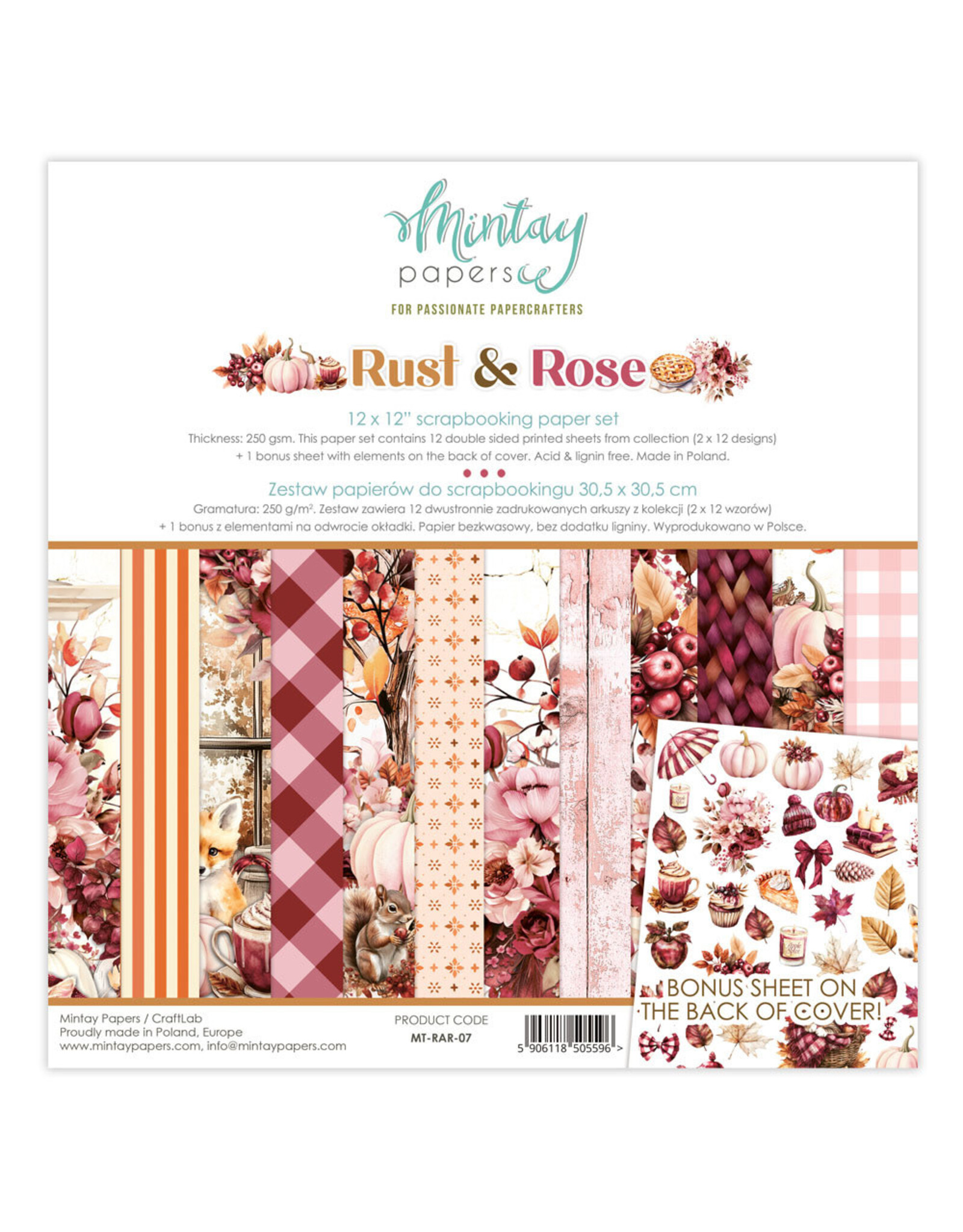 MINTAY MINTAY RUST & ROSE 12x12 COLLECTION PACK 12 SHEETS