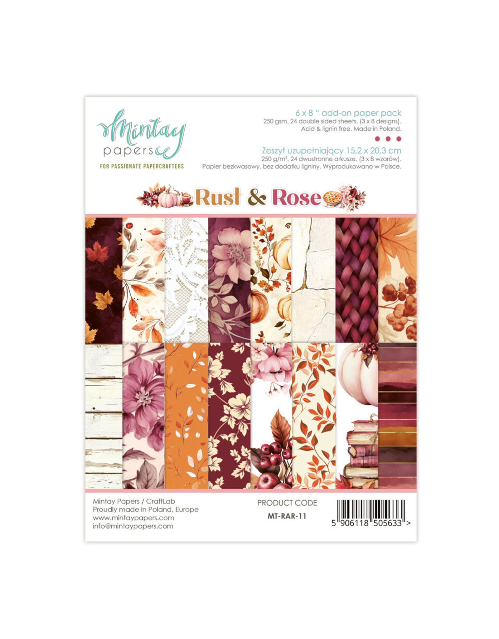 MINTAY MINTAY RUST & ROSE 6x8 ADD-ON PAPER PAD 24 SHEETS