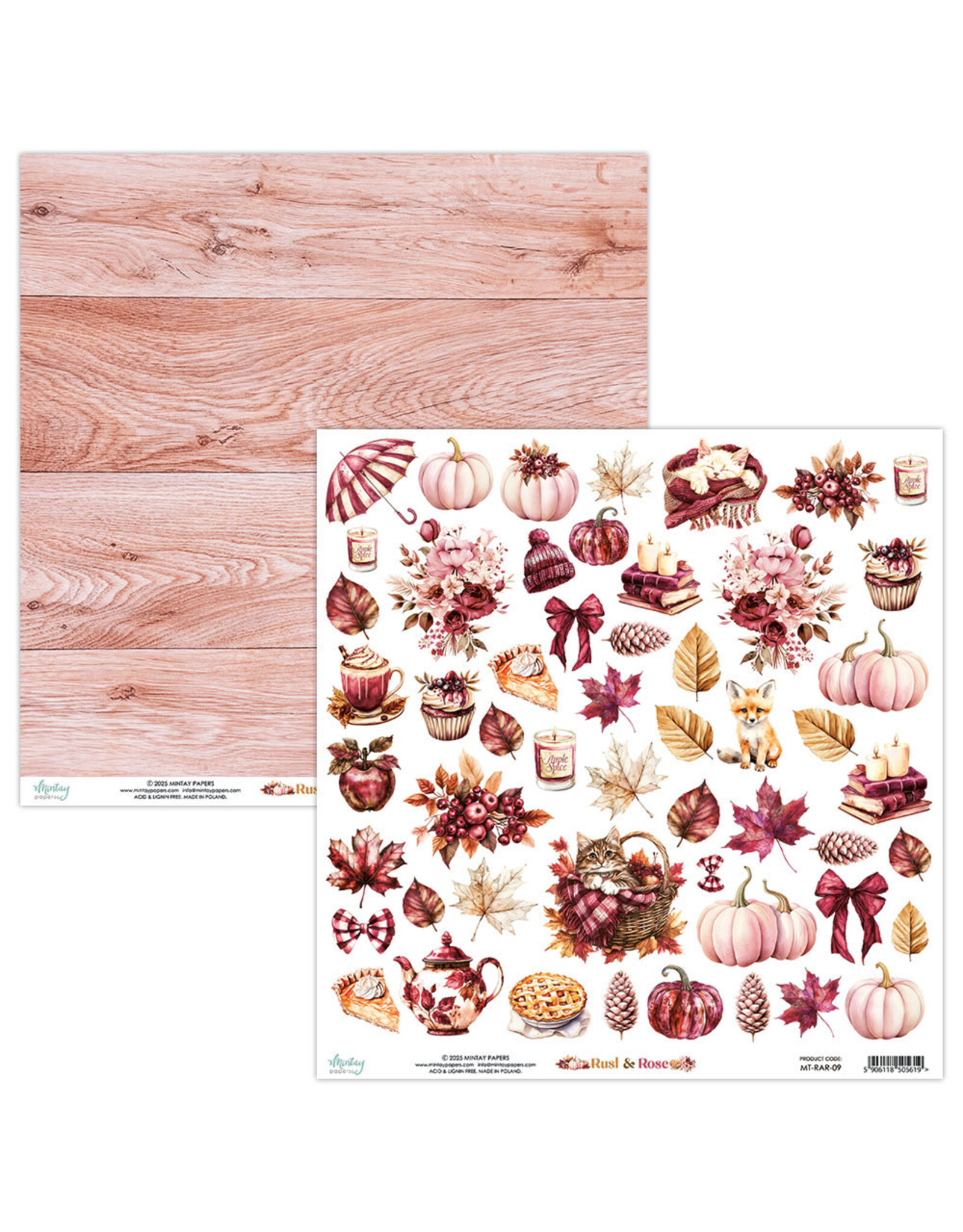 MINTAY MINTAY RUST & ROSE #09 ELEMENTS CARDSTOCK 12x12