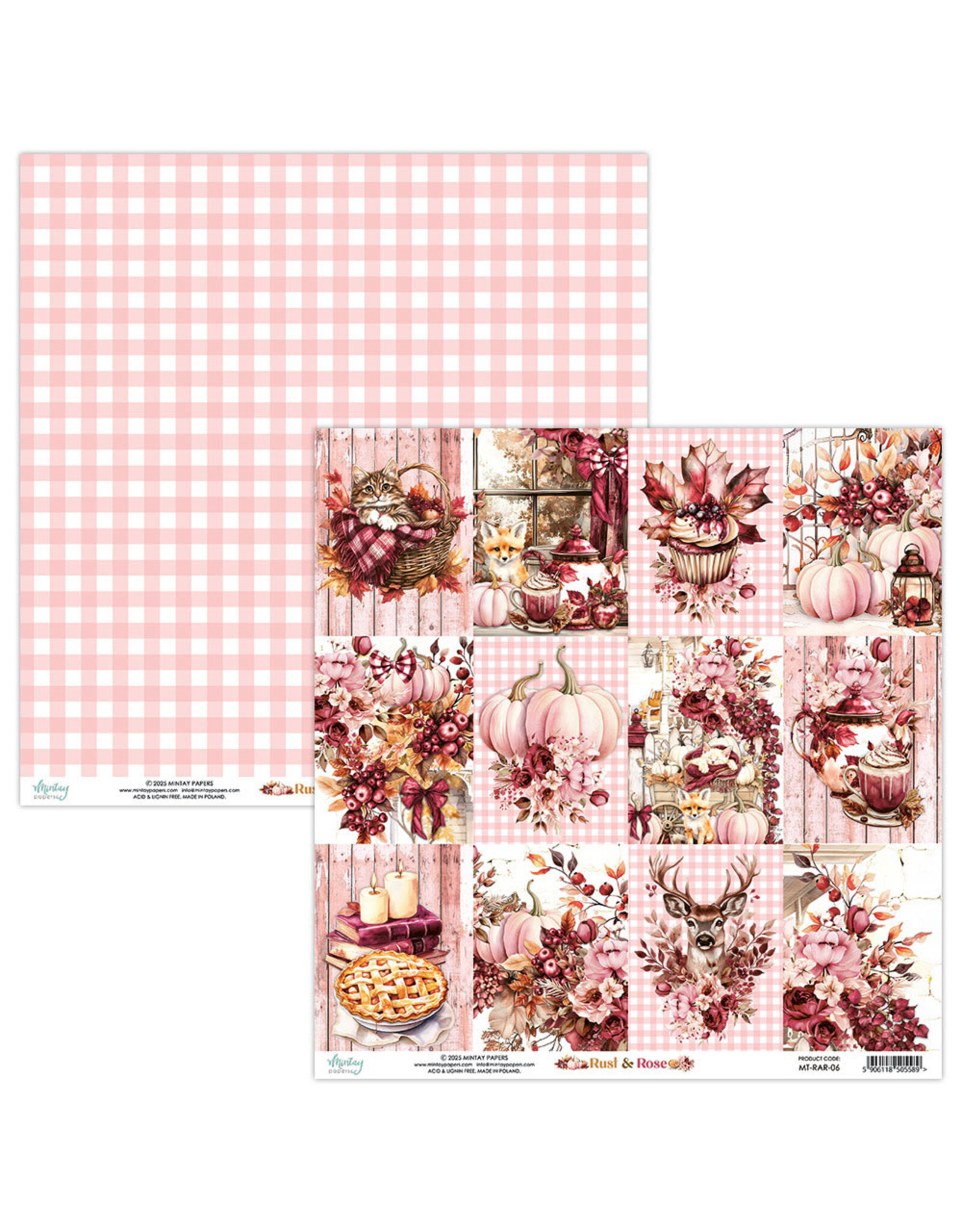 MINTAY MINTAY RUST & ROSE #06 12x12 CARDSTOCK