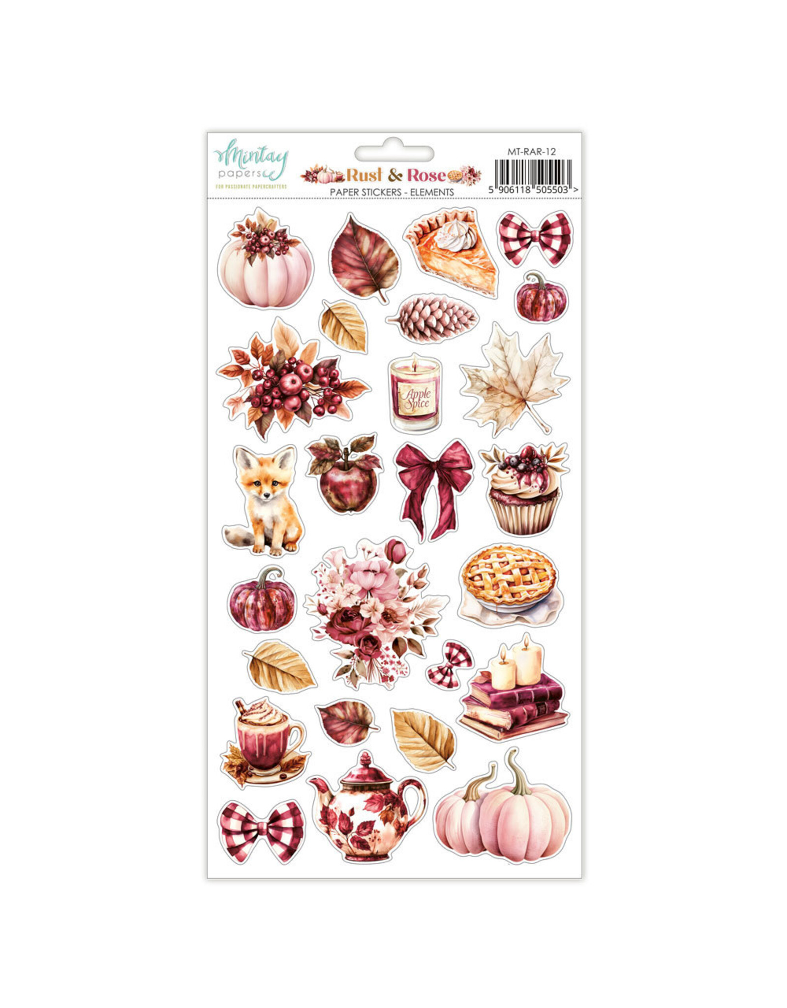 MINTAY MINTAY RUST & ROSE 6x12 PAPER STICKERS - ELEMENTS