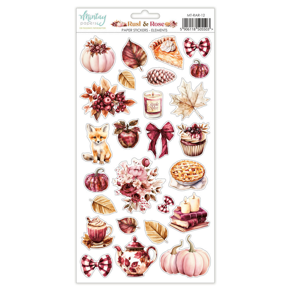 MINTAY MINTAY RUST & ROSE 6x12 PAPER STICKERS - ELEMENTS