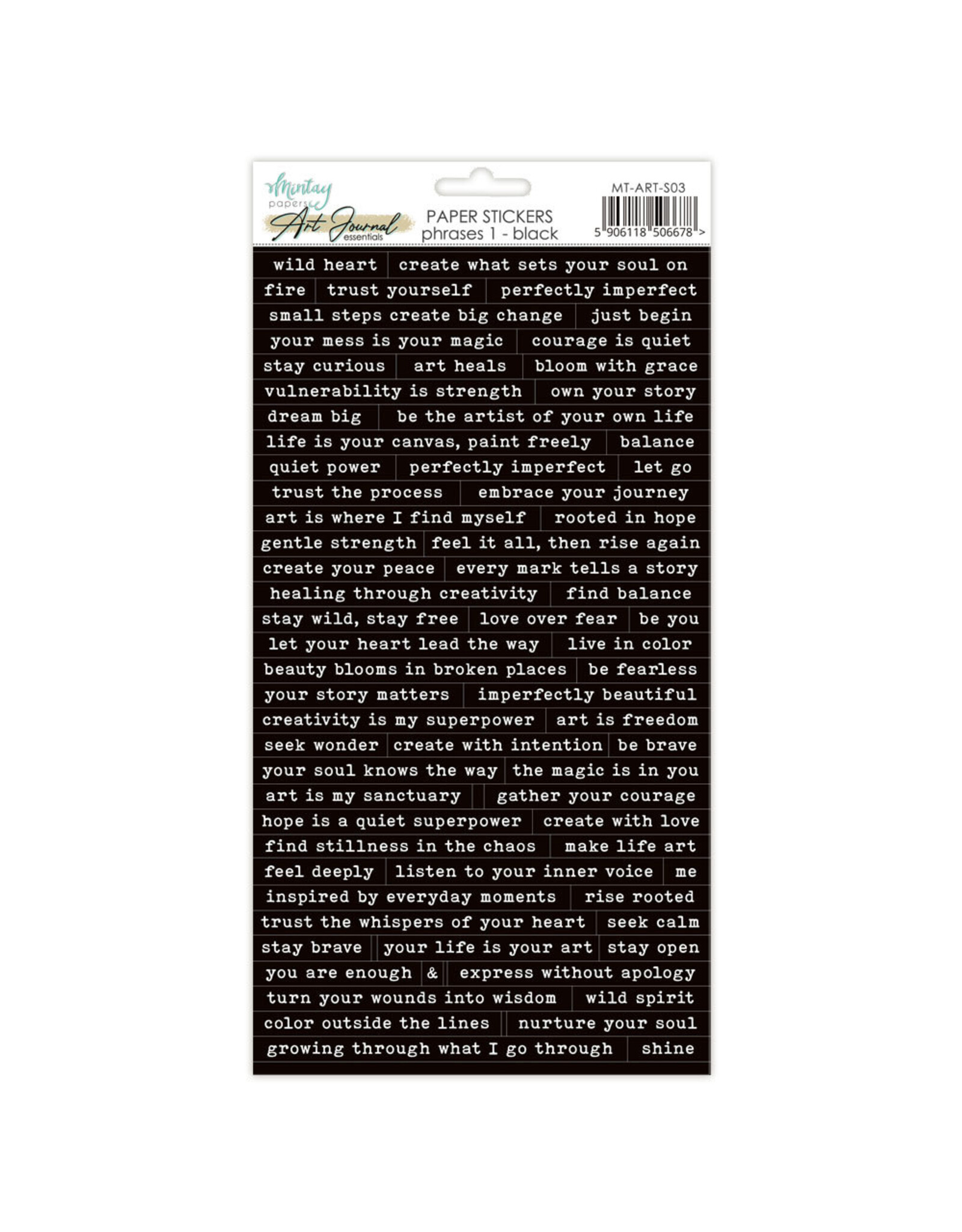 MINTAY MINTAY PHRASE 1 6x12 PAPER STICKERS - BLACK