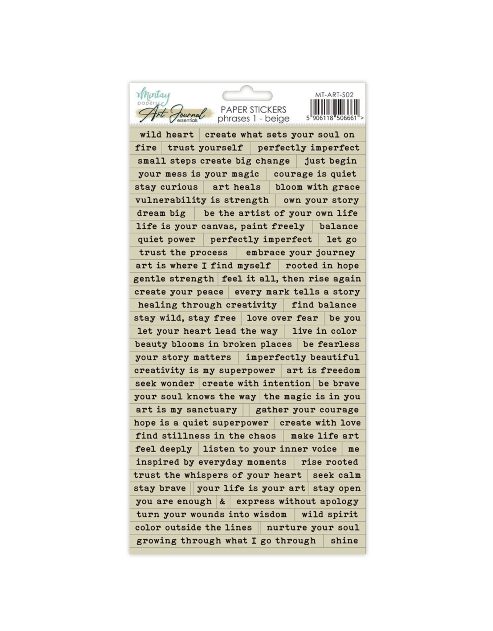 MINTAY MINTAY PHRASE 1 6x12 PAPER STICKERS - BEIGE