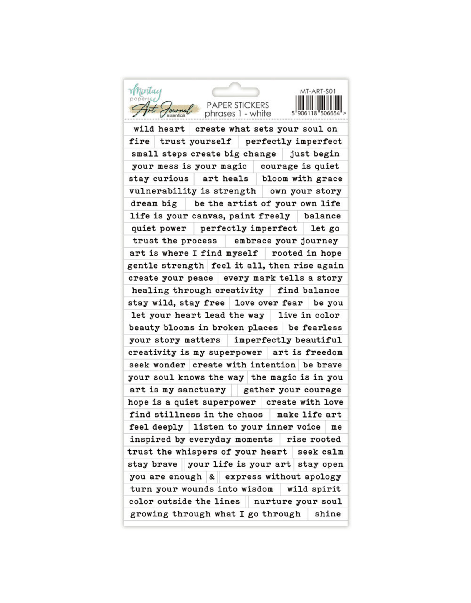 MINTAY MINTAY PHRASE 1 6x12 PAPER STICKERS - WHITE