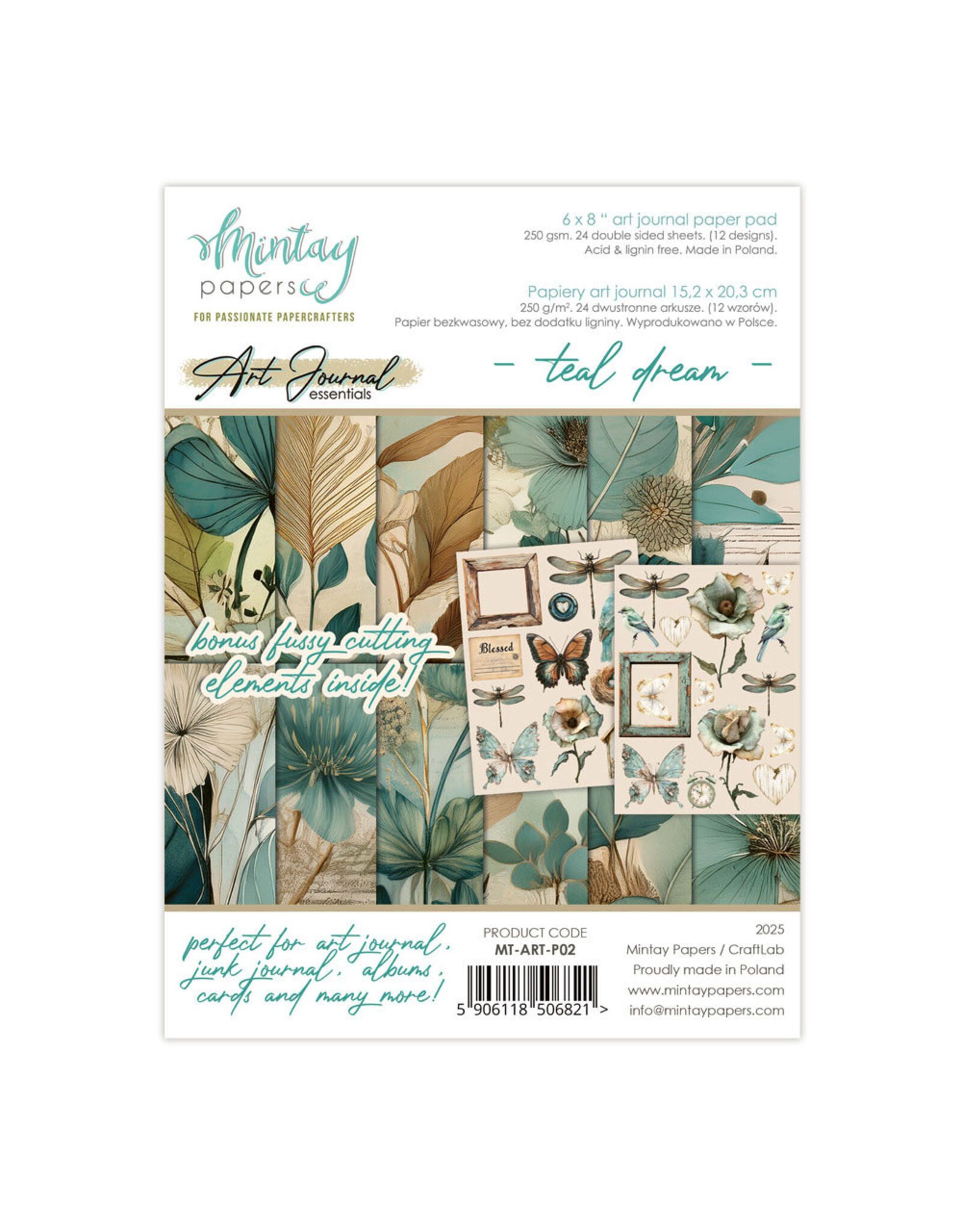 MINTAY MINTAY ART JOURNAL TEAL DREAM 6x8 PAPER PAD 24 SHEETS