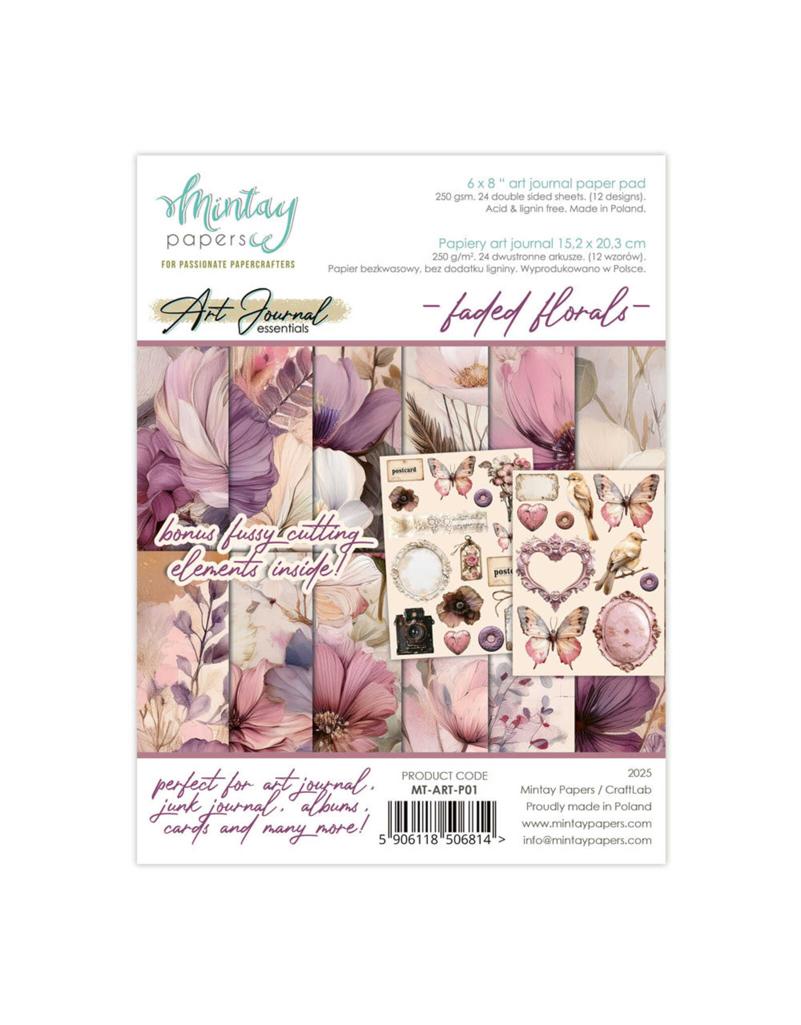 MINTAY MINTAY ART JOURNAL FADED FLORALS 6x8 PAPER PAD 24 SHEETS