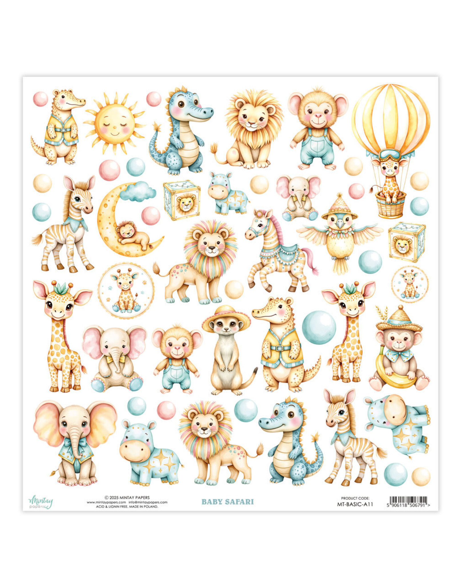 MINTAY MINTAY BABY SAFARI BASIC ELEMENTS 12x12 CARDSTOCK