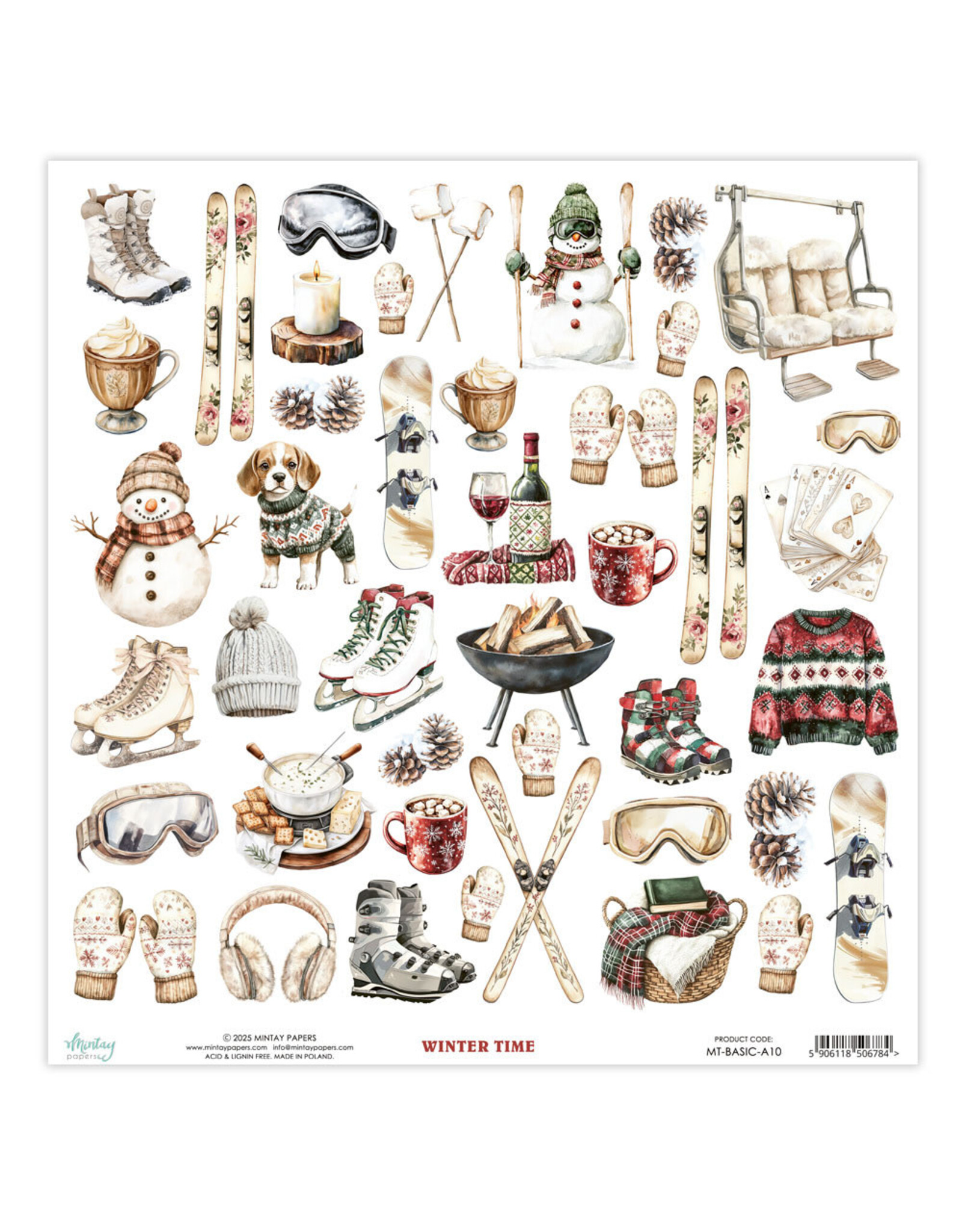 MINTAY MINTAY WINTER TIME BASIC ELEMENTS 12x12 CARDSTOCK