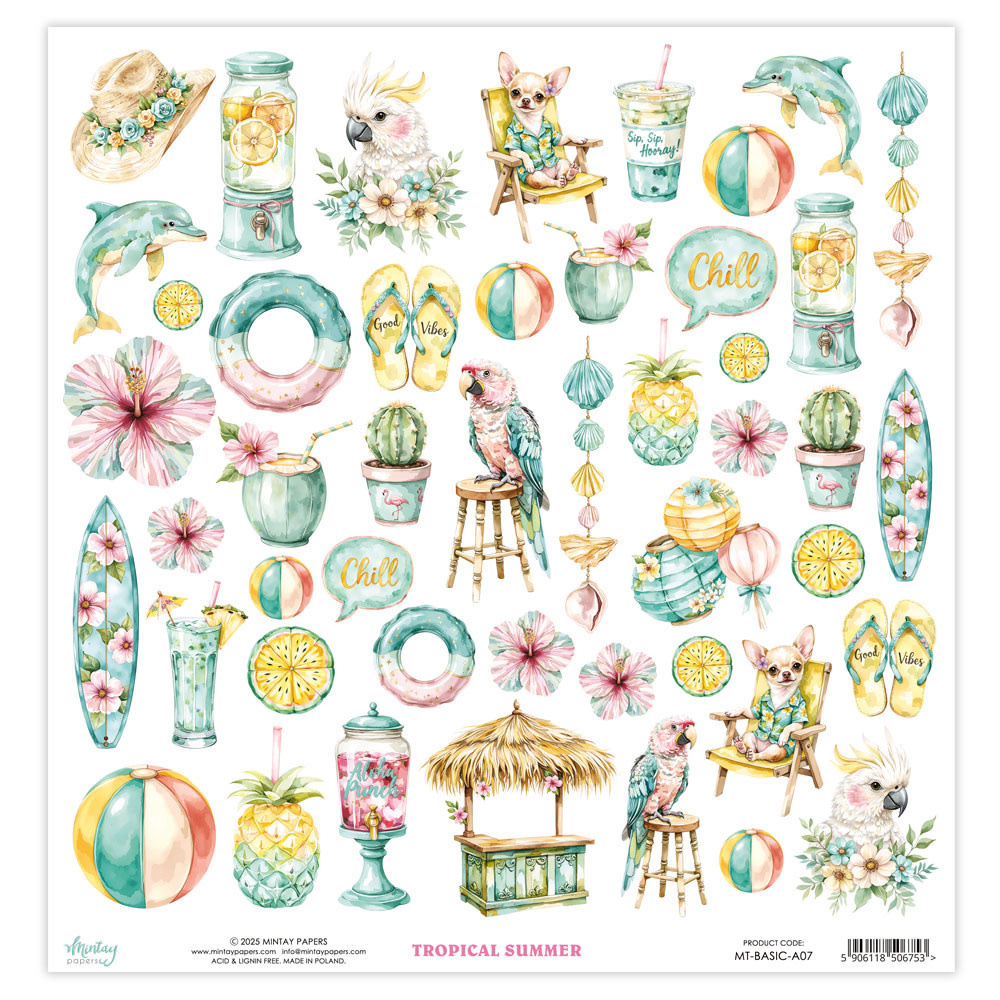 MINTAY MINTAY TROPICAL SUMMER BASIC ELEMENTS 12x12 CARDSTOCK