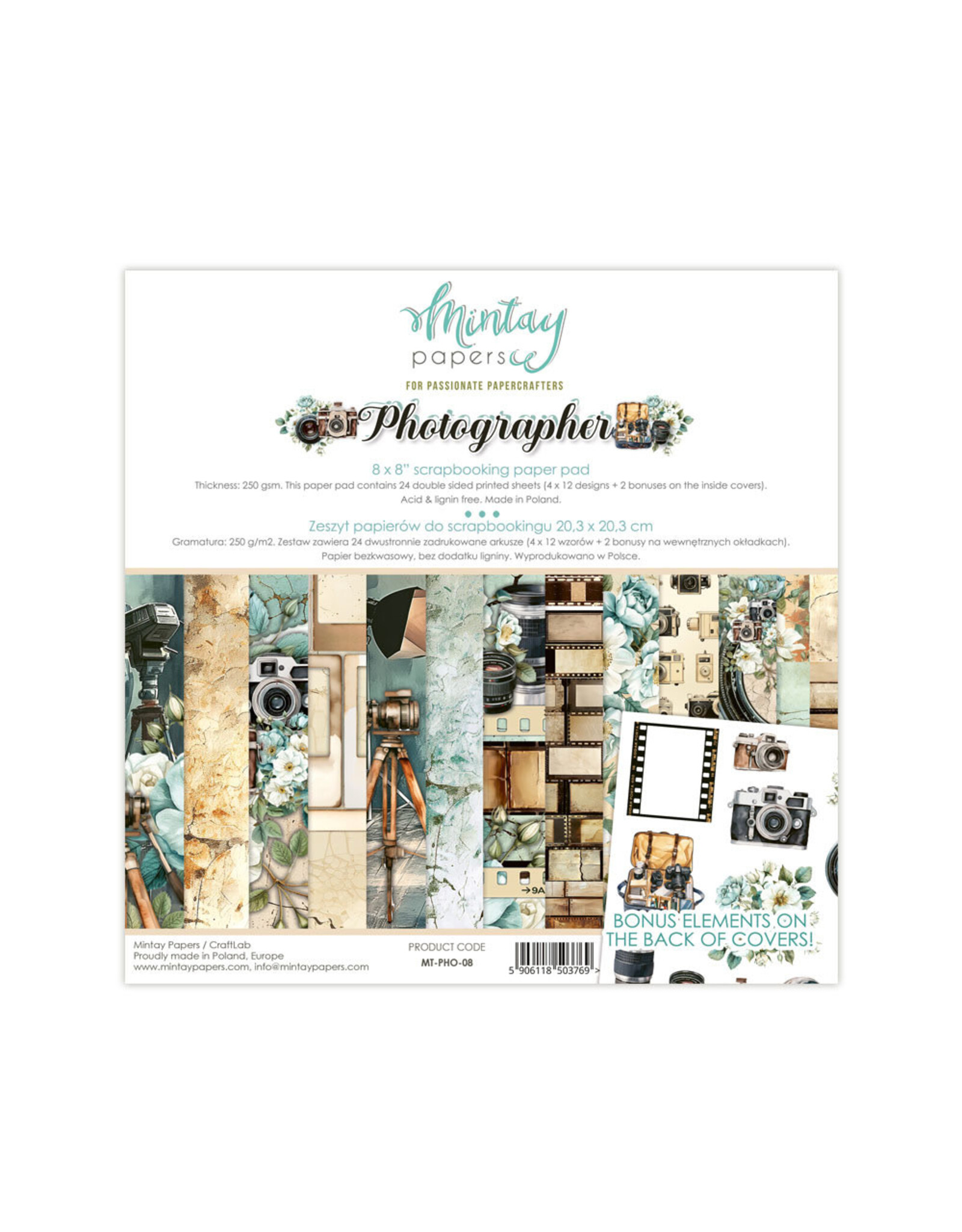 MINTAY MINTAY PHOTOGRAPHER 8x8 PAPER PAD 24 SHEETS