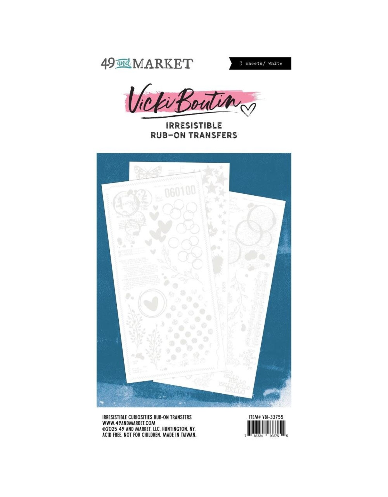 49 AND MARKET 49 AND MARKET VICKI BOUTIN IRRESISTIBLE CURIOSITIES 6x12 RUB-ON TRANSFER SET 3/PK